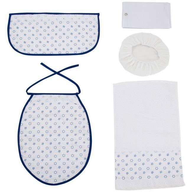 Cortina y Set de baño 7 piezas 180 x 180 cms azulino broderie-1