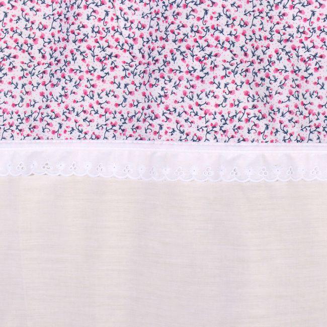 Cortina y Set de baño 7 piezas 180 x 180 cms blanco flores rosadas-3