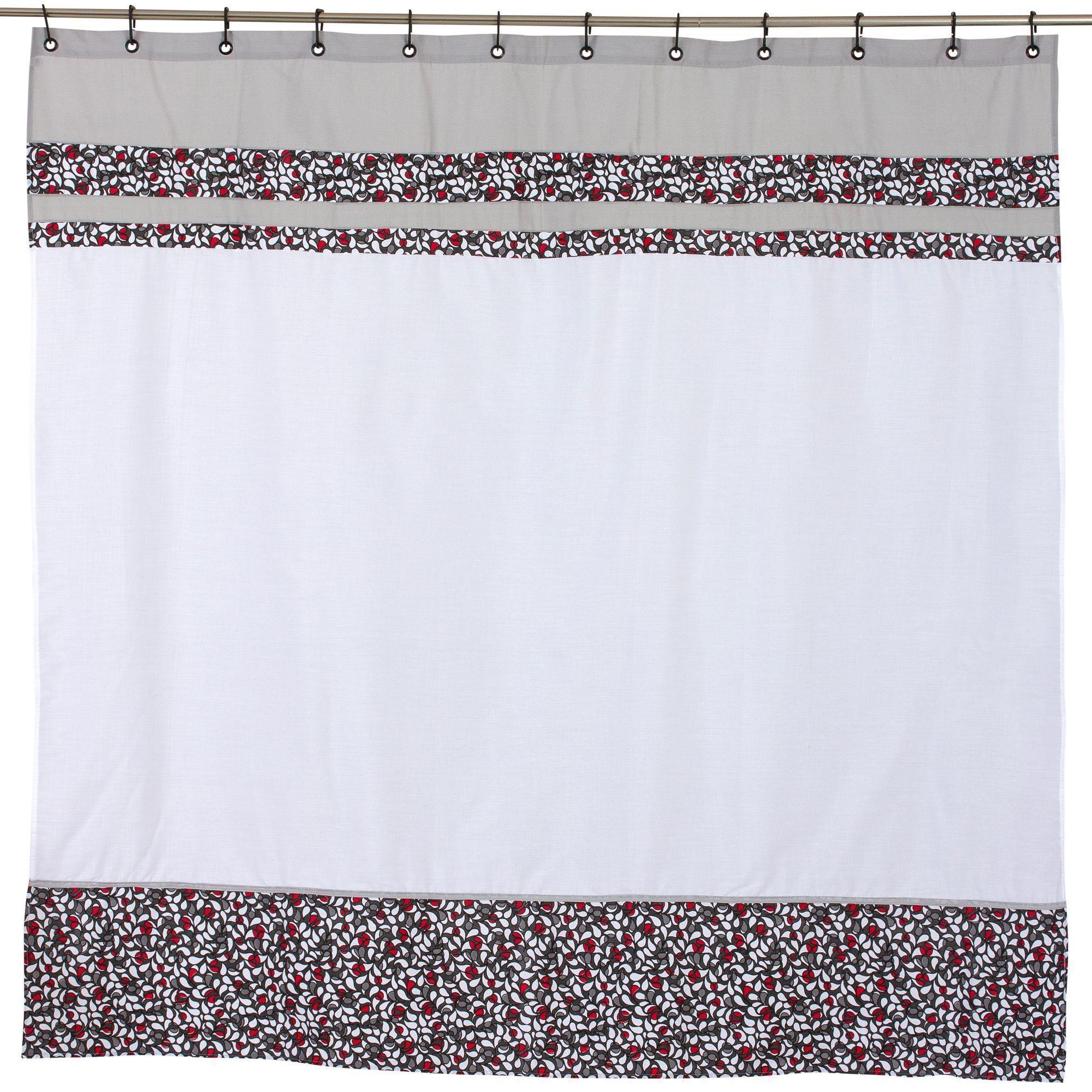 Cortina y Set de baño 7 piezas 173 x 180 cms gris blanco-2