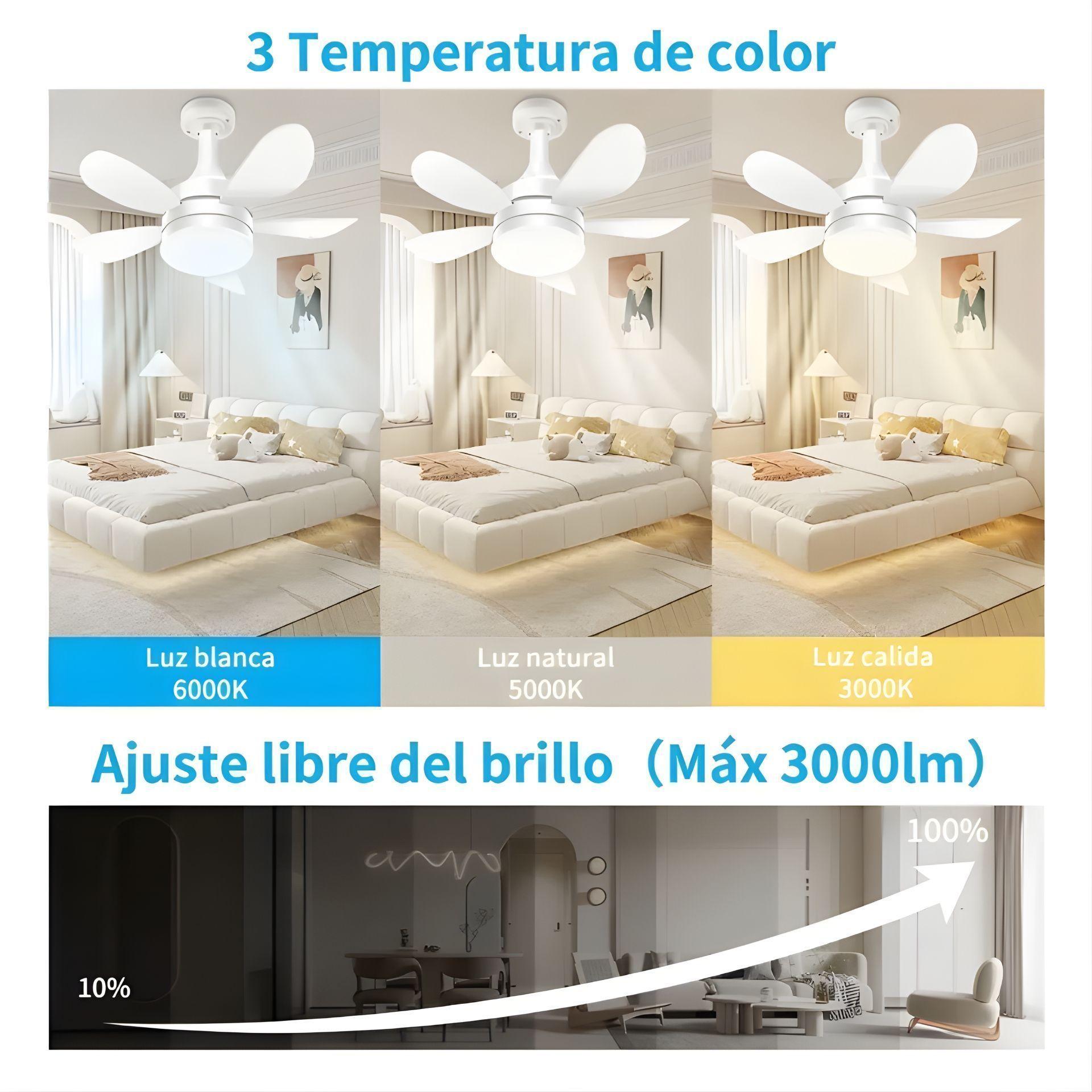 Ventilador Ampolleta Techo Con Control Remoto 3 Velocidades 42 Cm Blanco Aleaci n Resistente-2