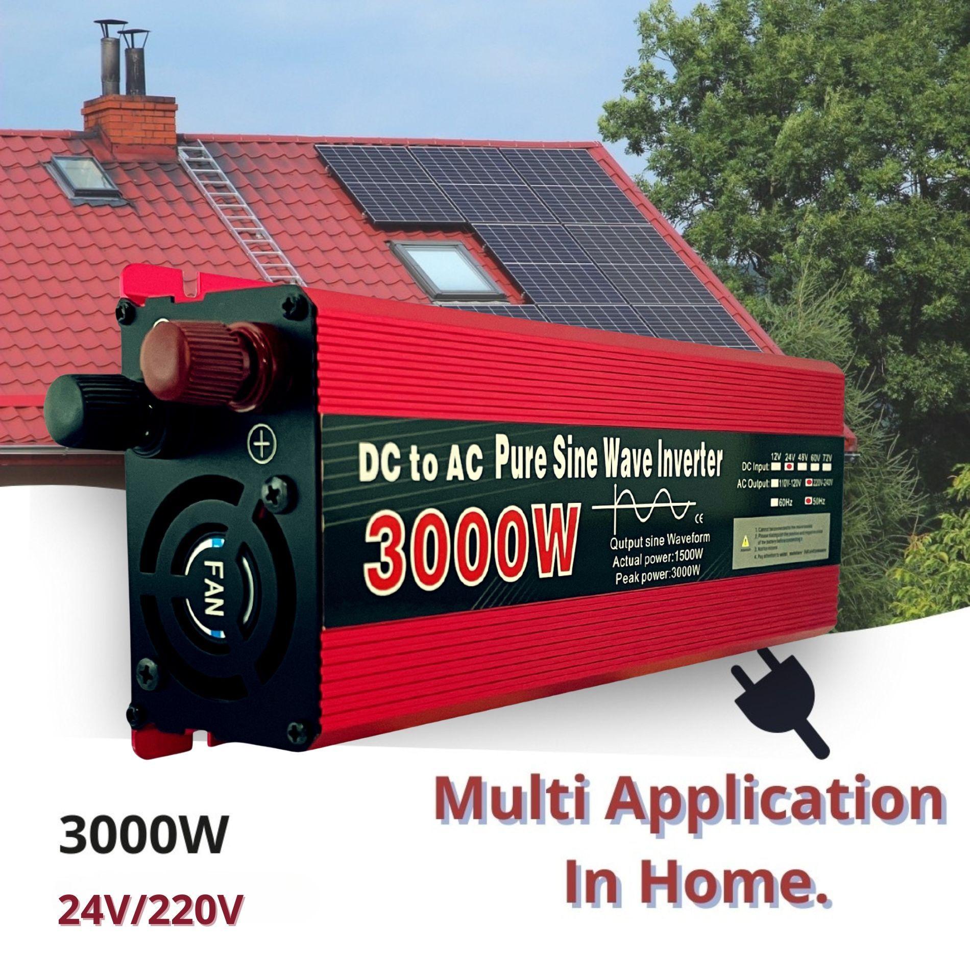 Inversor de corriente 3000w 24v A 220v Onda Pura Solar-5