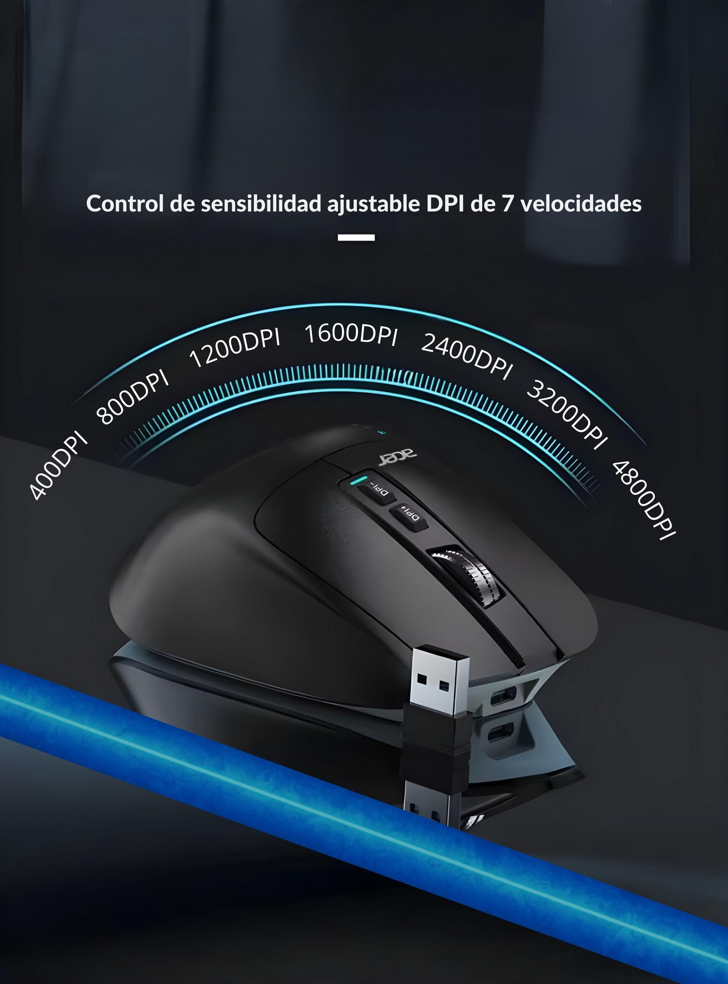 Mouse Ratón Inalámbrico bluetooth Ergonómico RGB Recargable 7 Botones Gamer-3