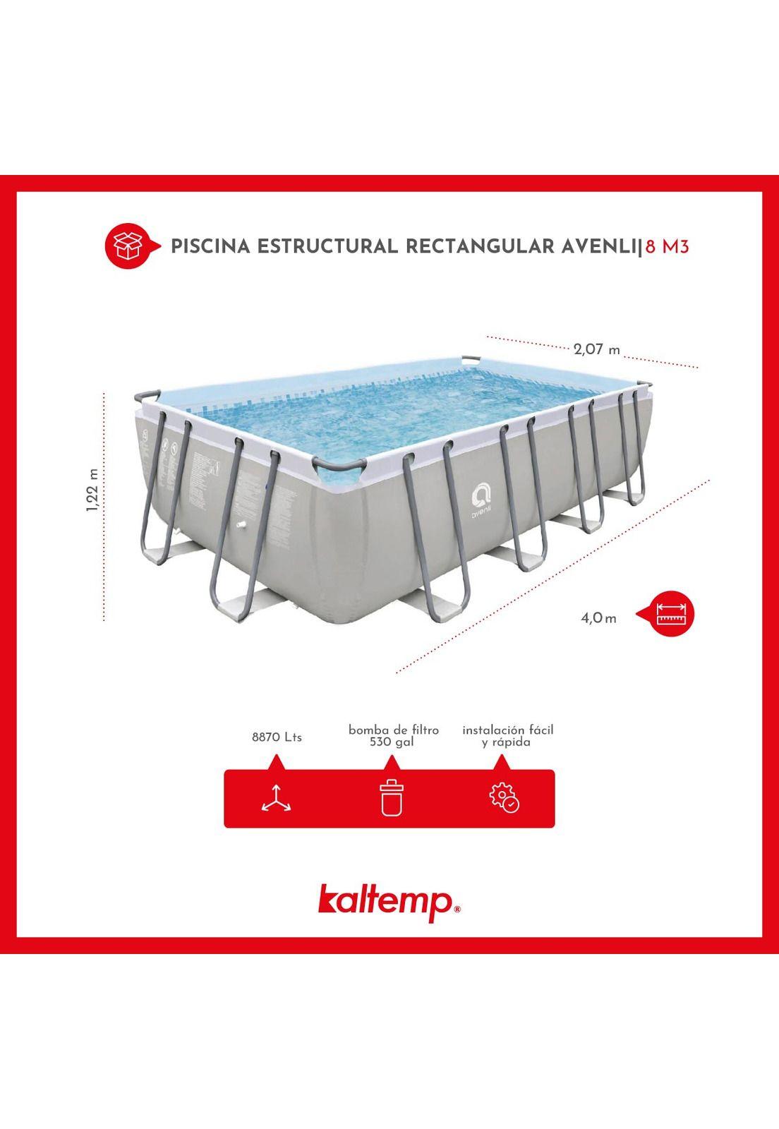 Piscina Estructural Rectangular Avenli 4x2.07x1.22 cm 8 m3-4