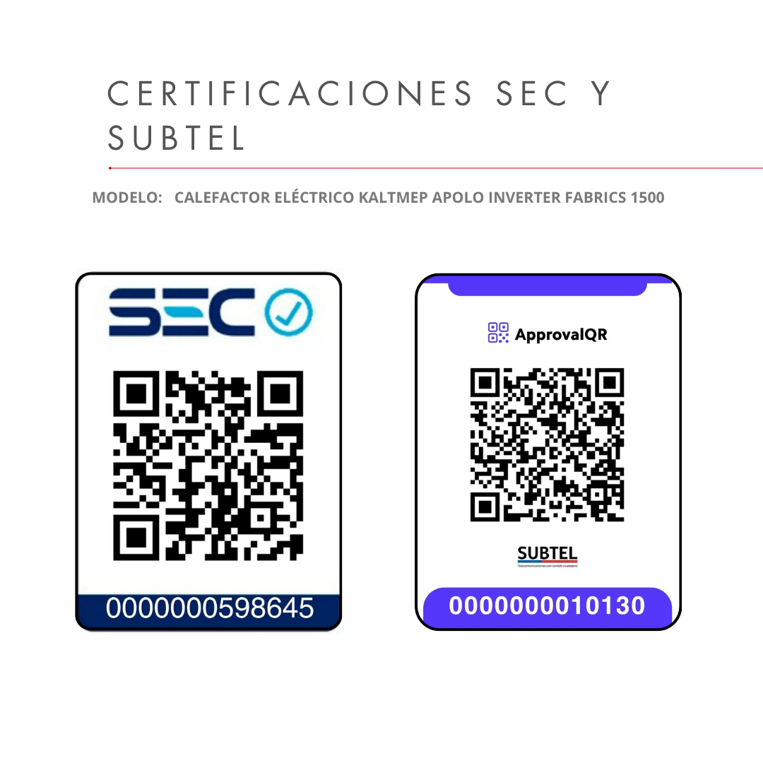 Estufa Eléctrica Kaltemp apolo Fabrics Inverter 1500W Wifi | 18m2-8