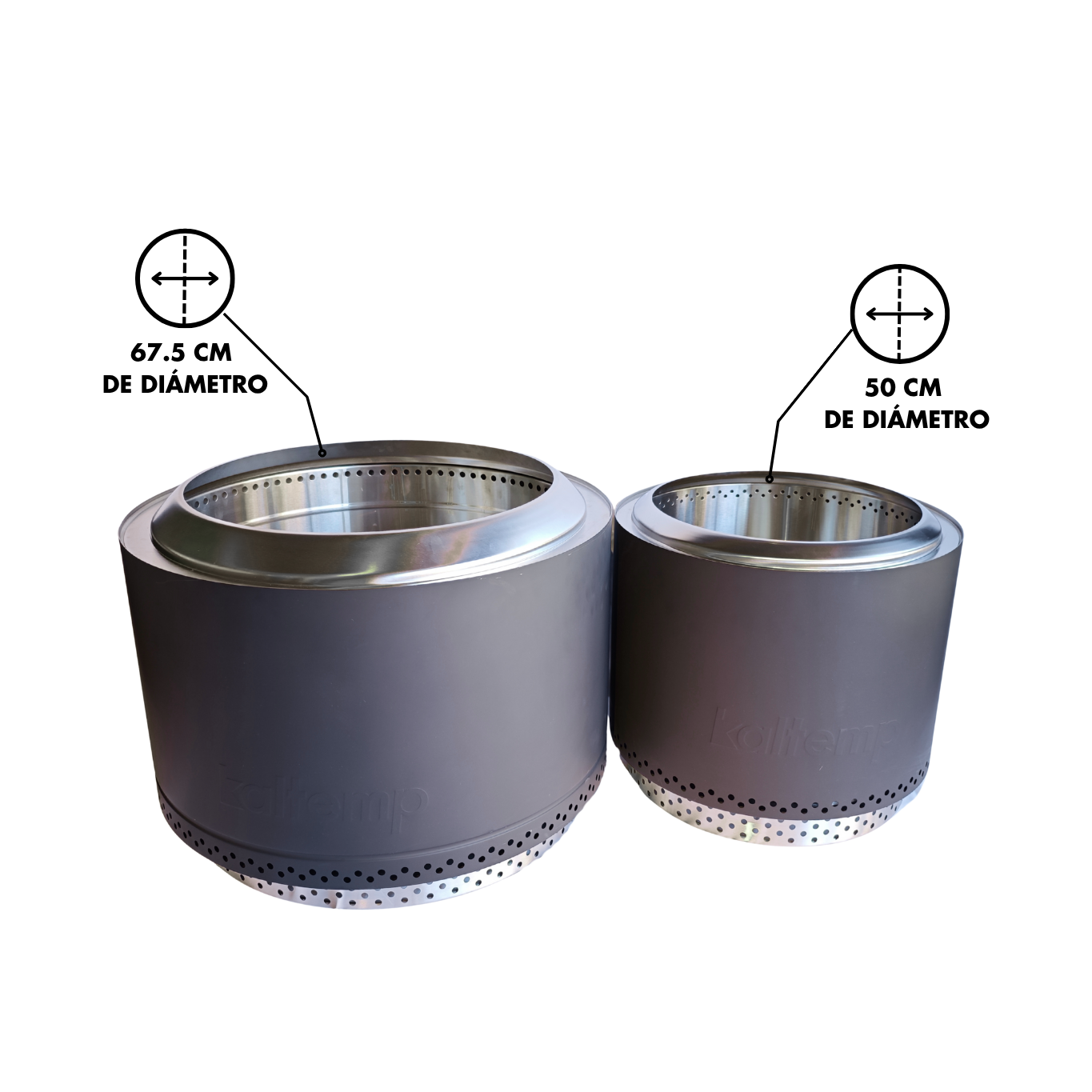  Brasero K-Fire 70 Negro Kaltemp + Base | Sin Humo Acero Inoxidable-1