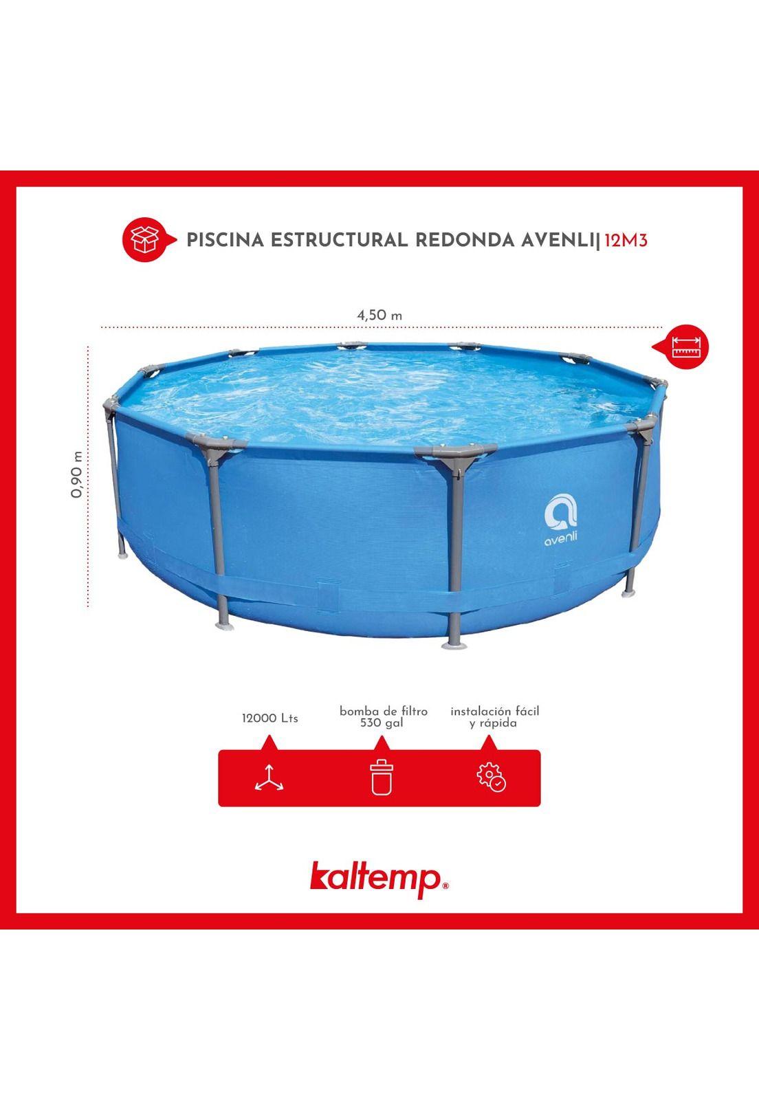 Piscina Estructural Redonda Avenli 4.5 m x90 cm 14m3-3