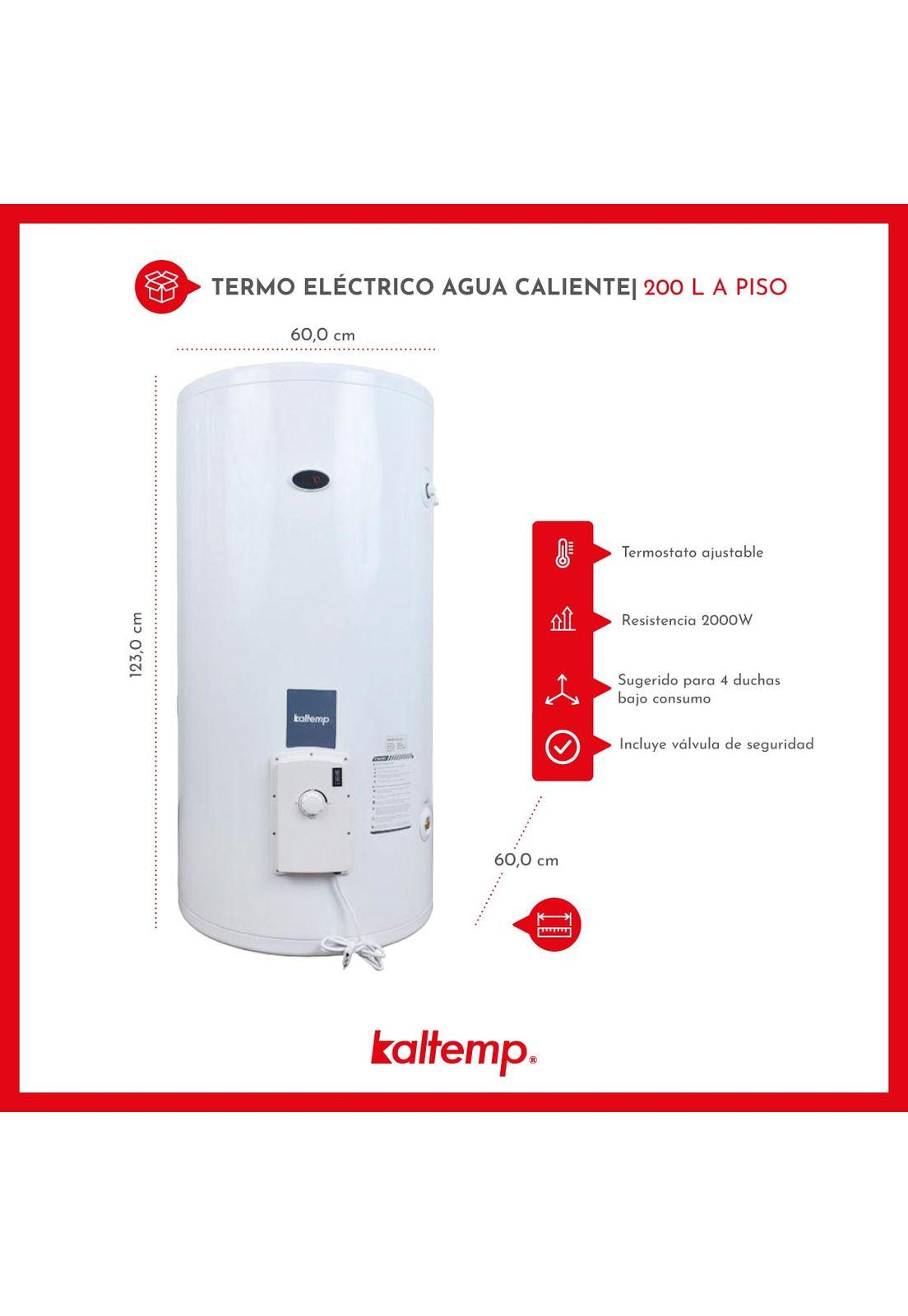 Termo Eléctrico Kaltemp Agua Caliente 200 L 2000W a Piso-5