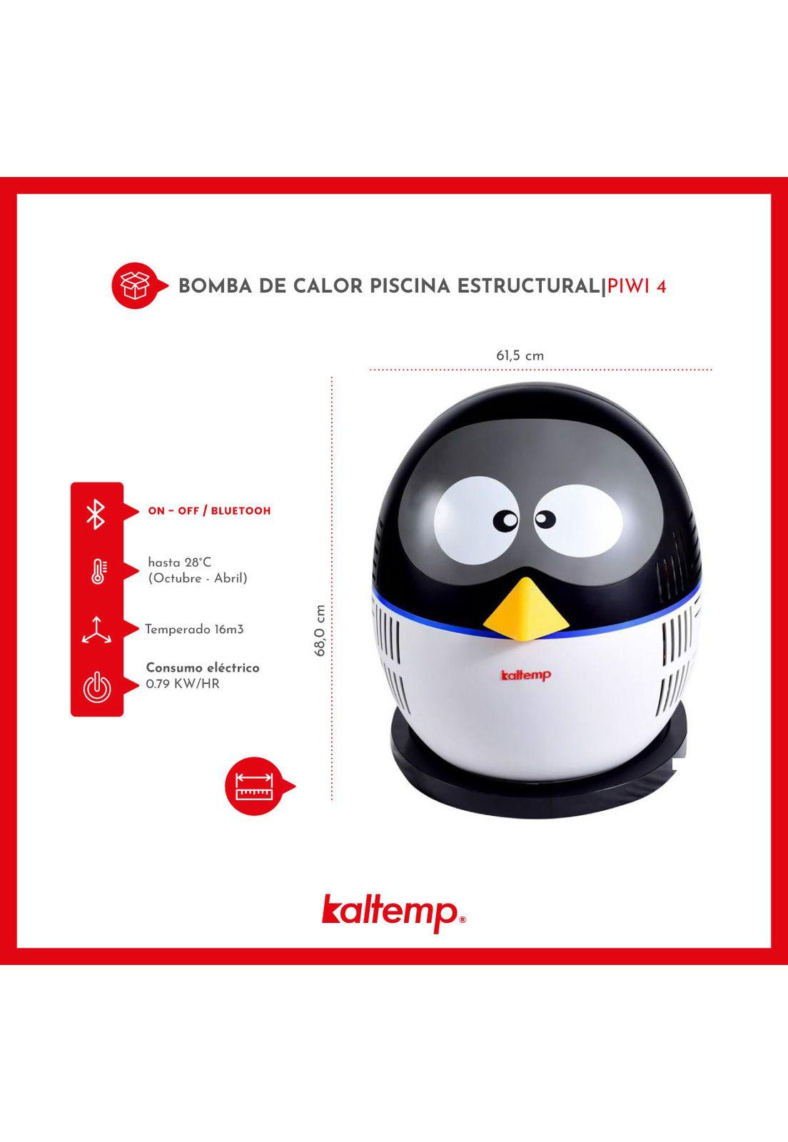 Bomba Calor Piscina Kaltemp Piwi 4 Temperado 16m3-4