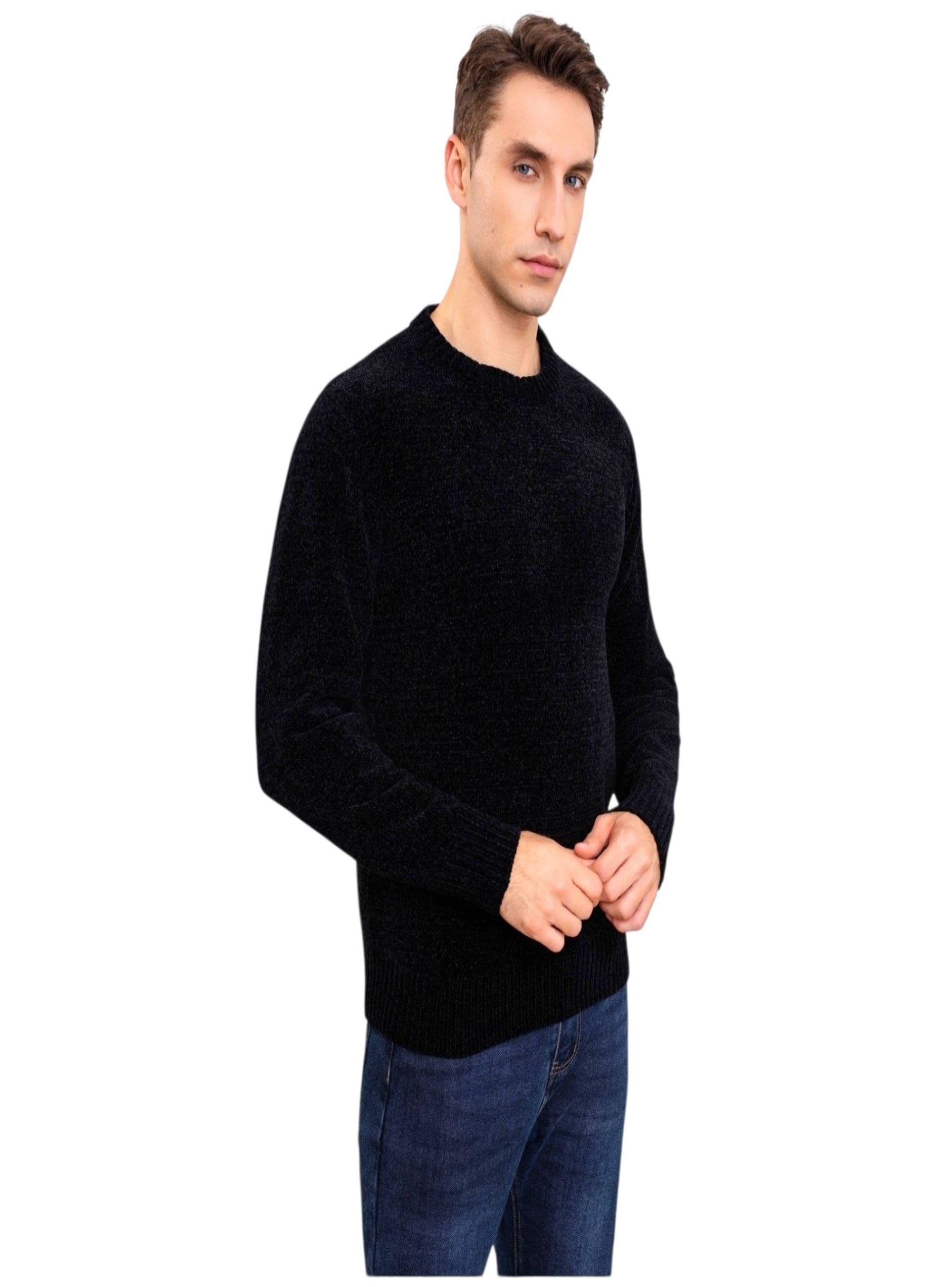 Sweater Tejido Chenille Hombre Cuello Redondo-1