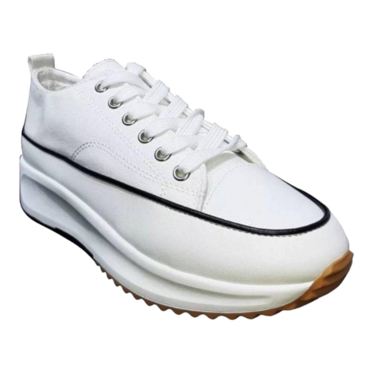 Zapatilla Lona Plataforma Run Urbanas Blancas-Negras-1