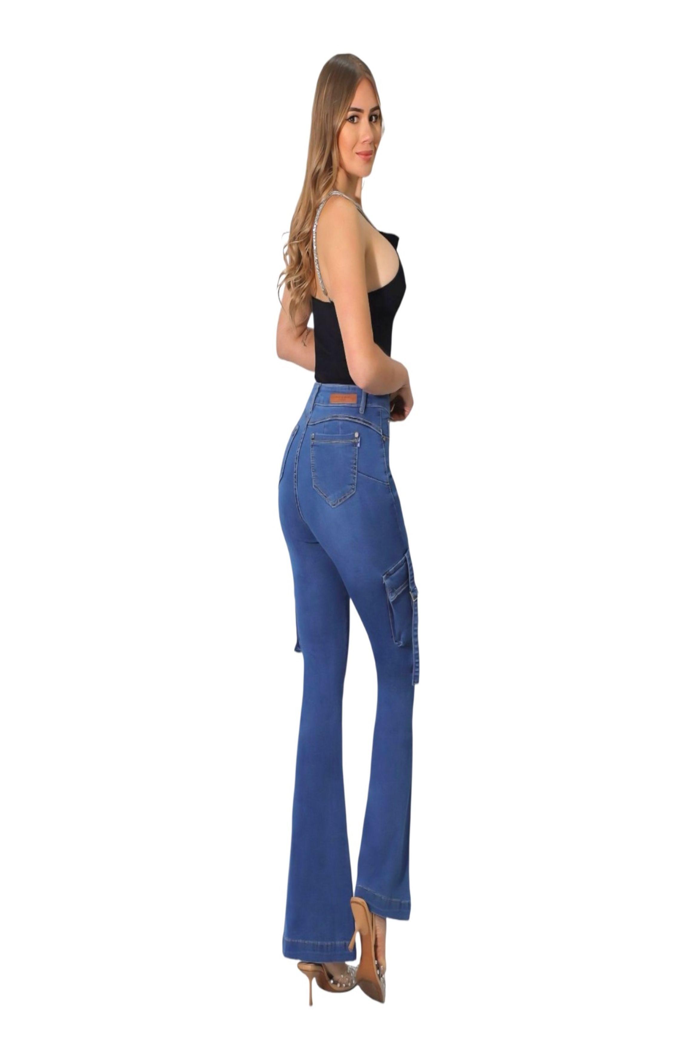 Jeans Cargo Flare Push Up Acampanado Levanta Cola -1
