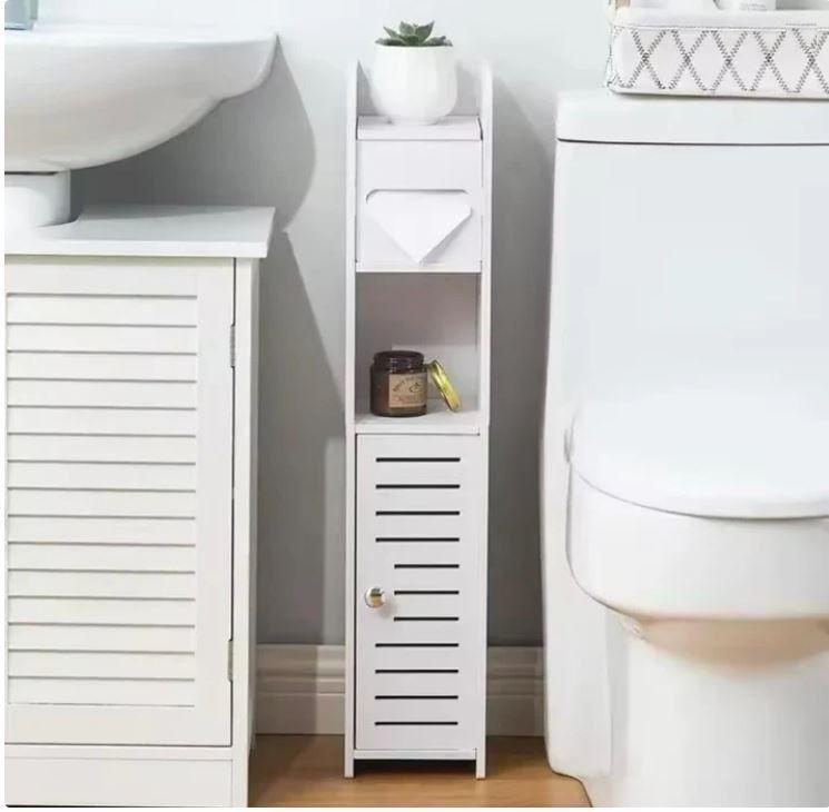 Estante de Baño Blanco 3 Compartimientos  Organizador Vertical en MDF Resistente-2