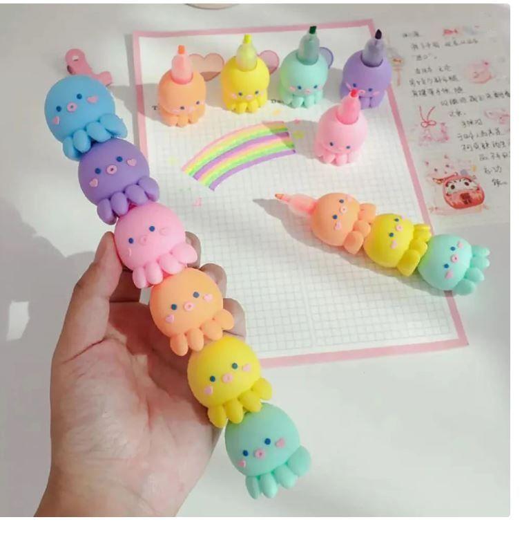 Set de 5 Lápices Destacadores Pulpo Kawaii-1