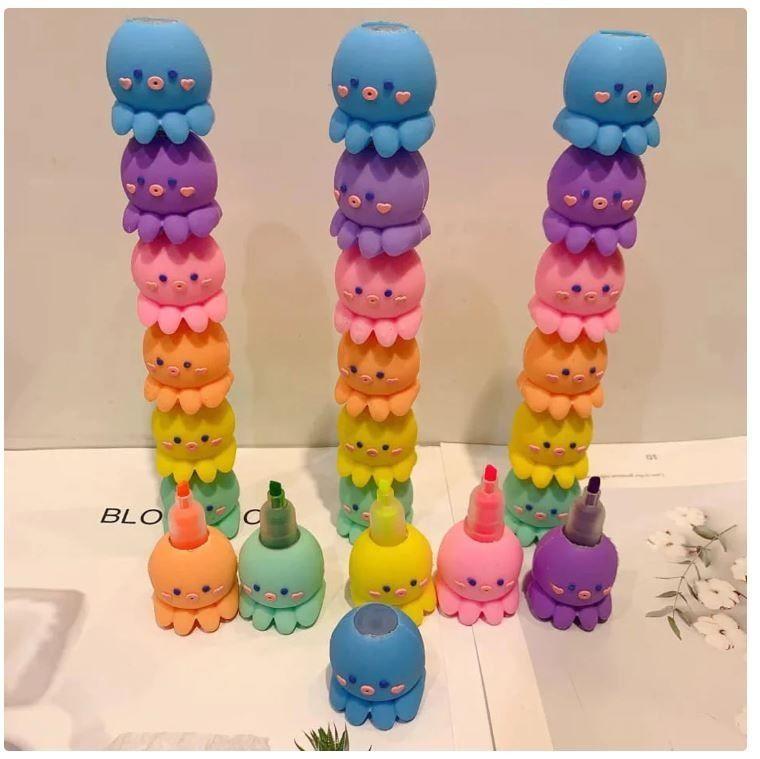 Set de 5 Lápices Destacadores Pulpo Kawaii-2