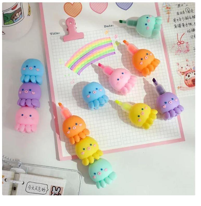 Set de 5 Lápices Destacadores Pulpo Kawaii-3