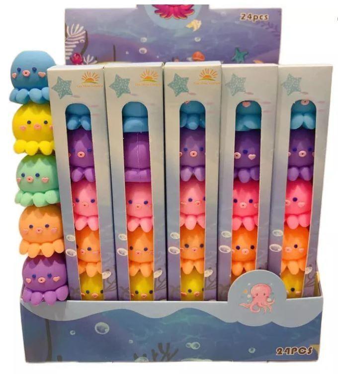 Set de 5 Lápices Destacadores Pulpo Kawaii-4