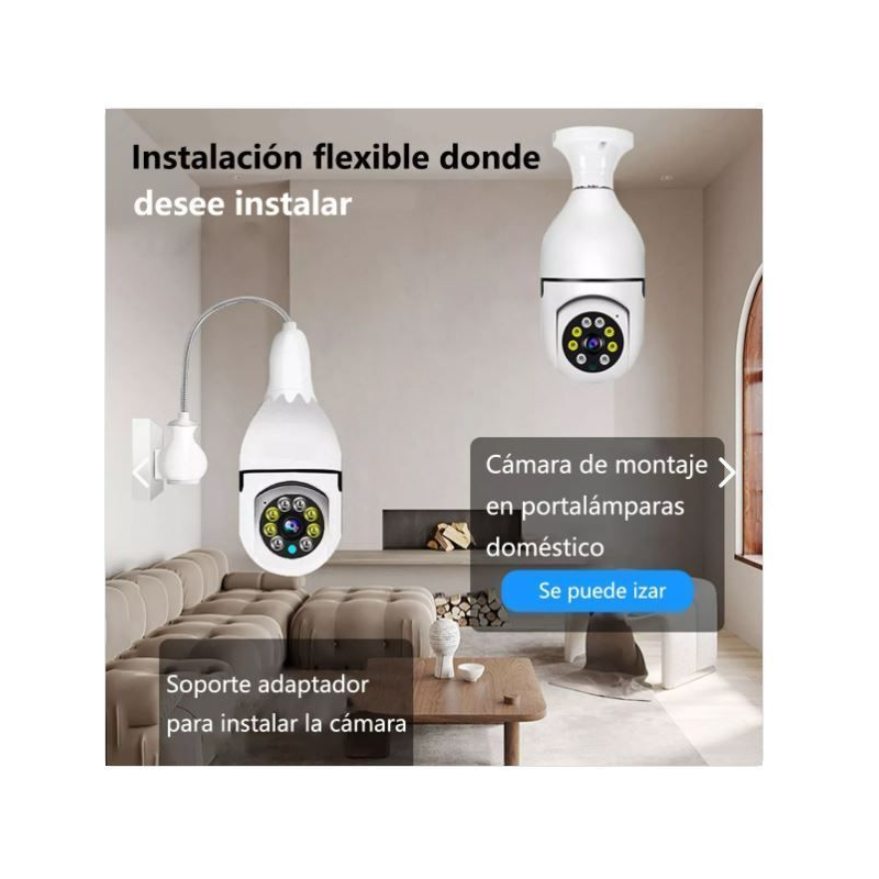 Camara ampolleta WiFi con vision nocturna y audio-2