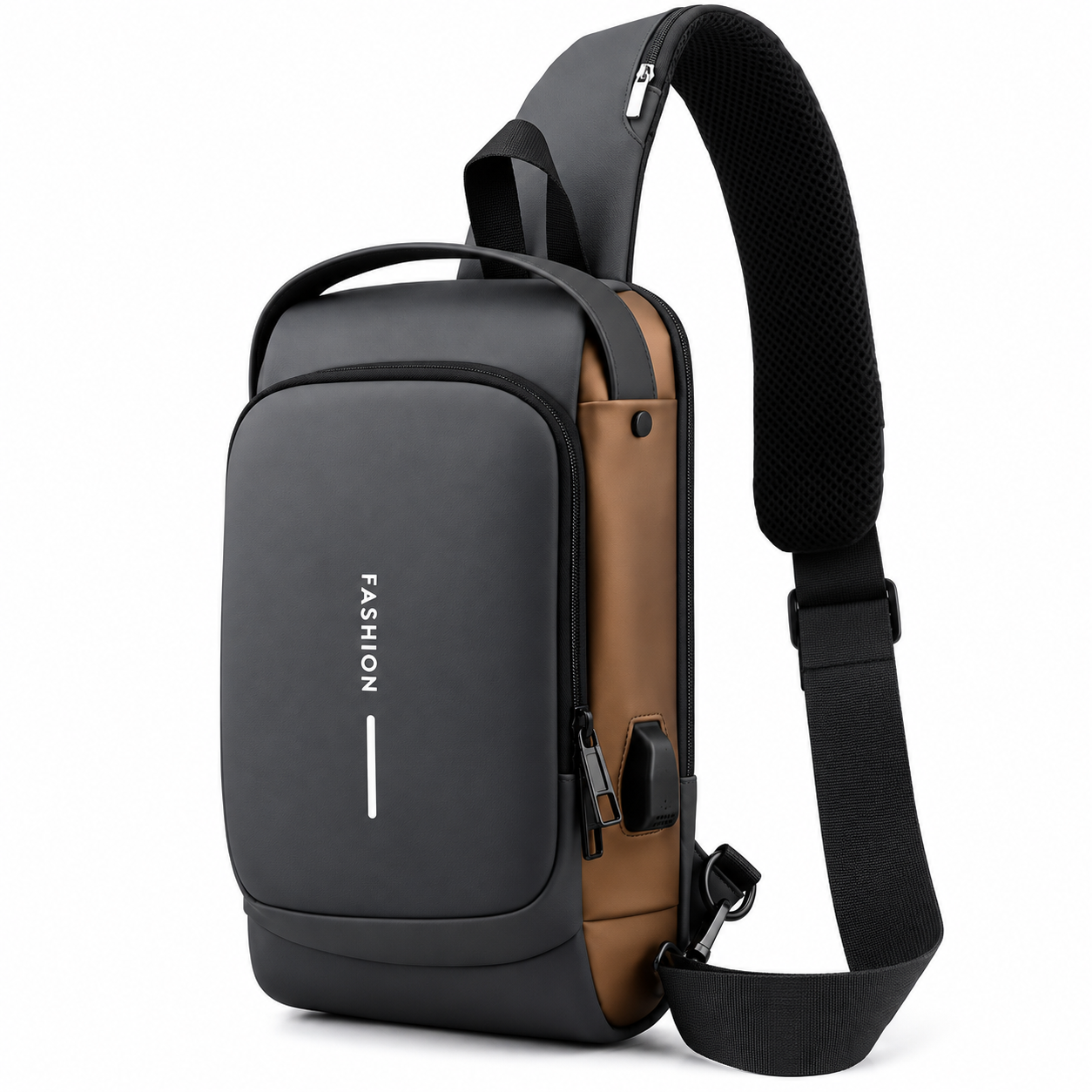 Bolso de pecho antirrobo tipo bandolera Oxford con puerto USB y cierre con clave-0
