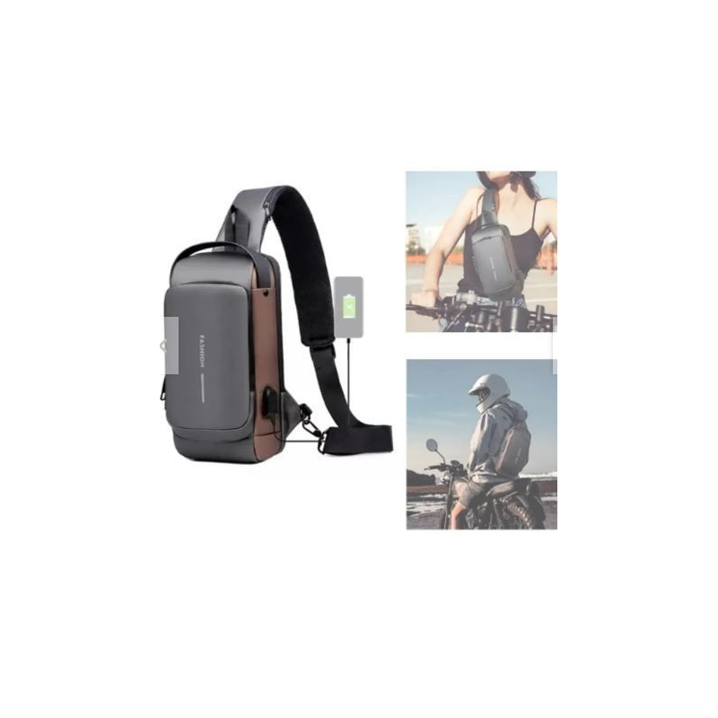 Bolso de pecho antirrobo tipo bandolera Oxford con puerto USB y cierre con clave-3