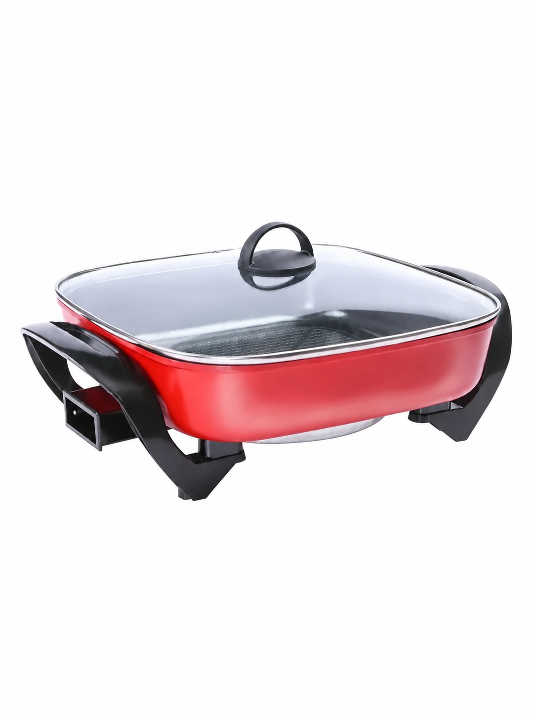 Sartén eléctrica 5 litros roja con control de temperatura y tapa de vidrio-2