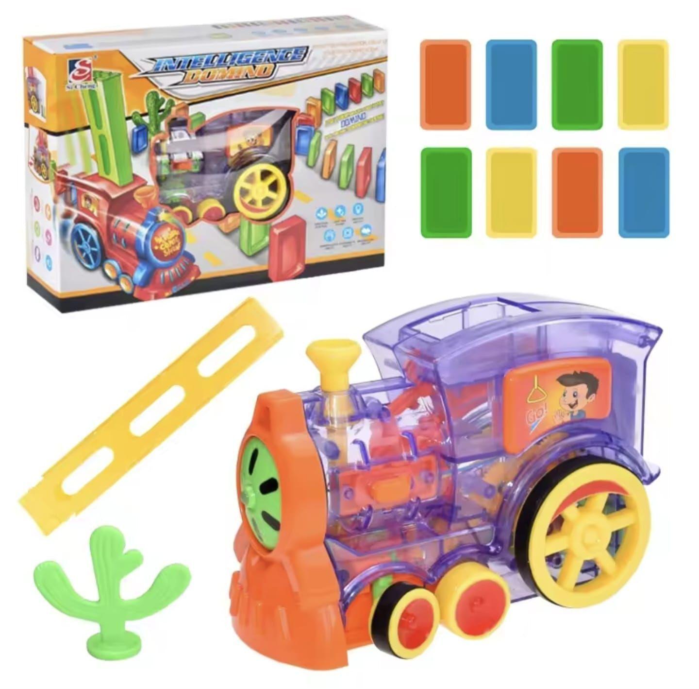 Tren de dominó de juguete con fichas de colores-0