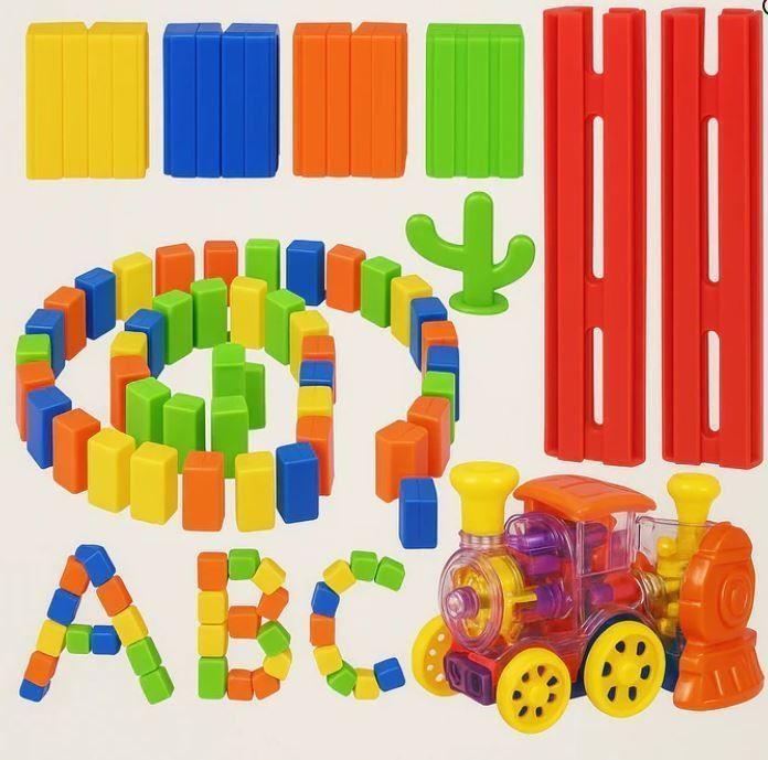 Tren de dominó de juguete con fichas de colores-1
