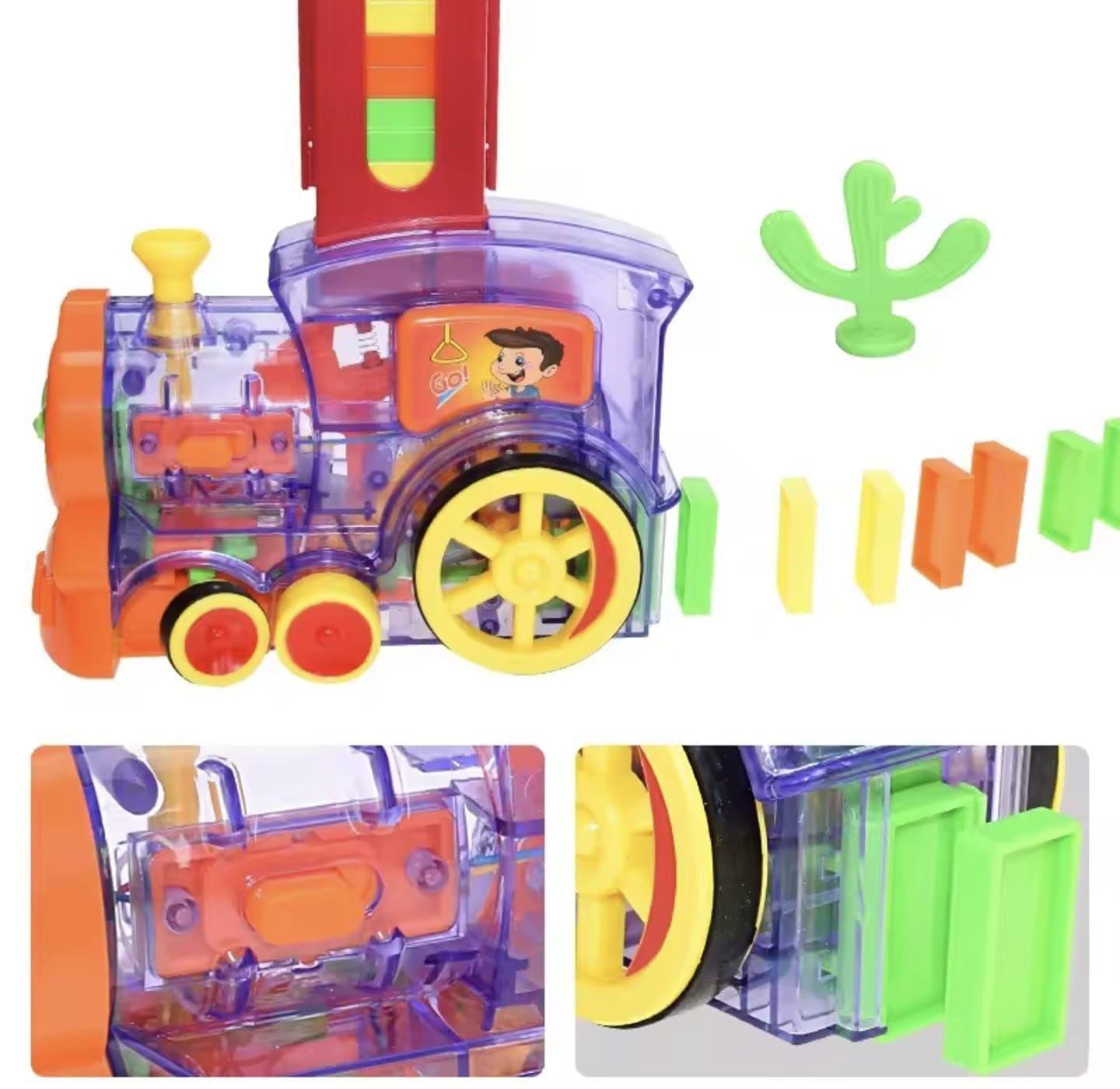 Tren de dominó de juguete con fichas de colores-5