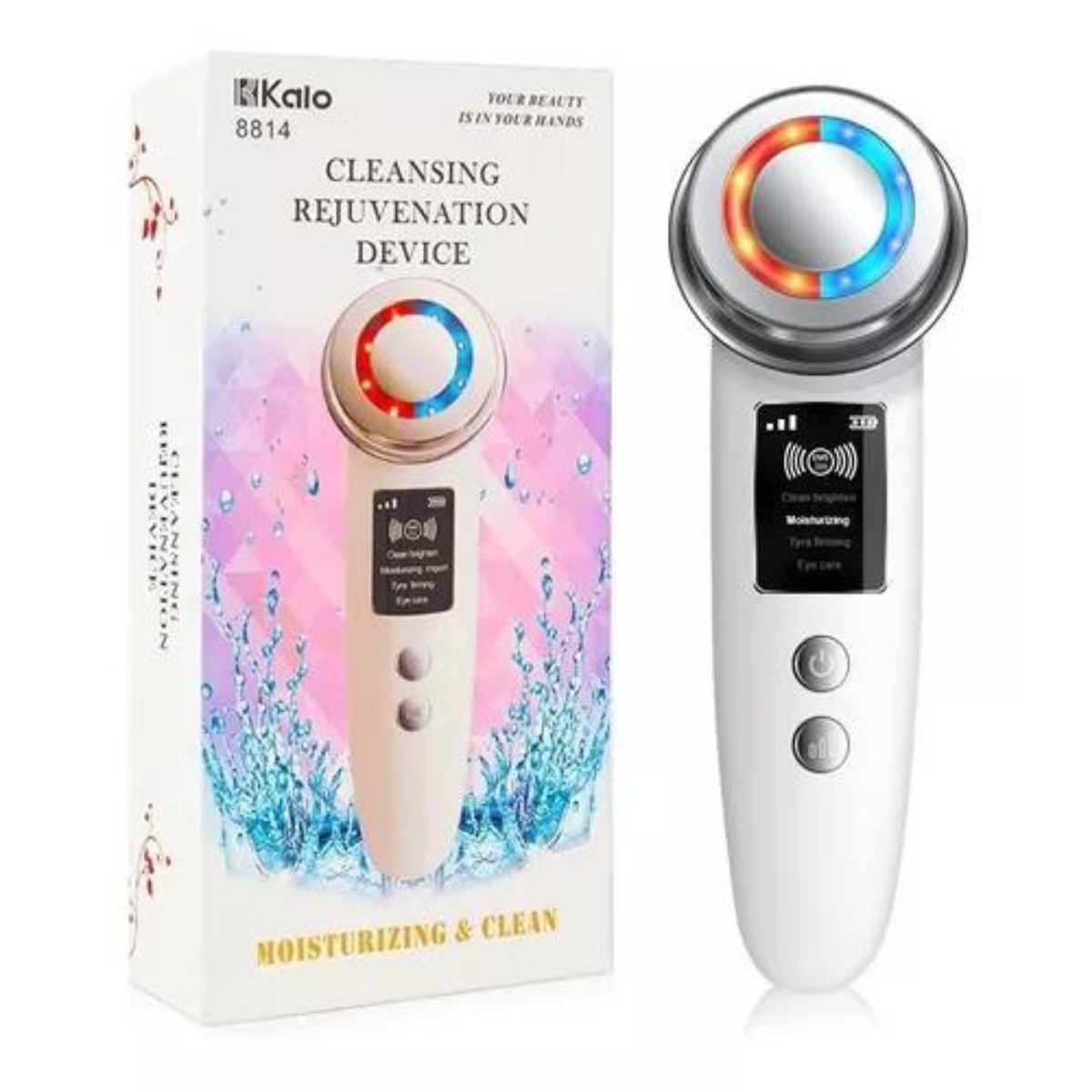 Masajeador facial recargable USB con luz roja y azul-1