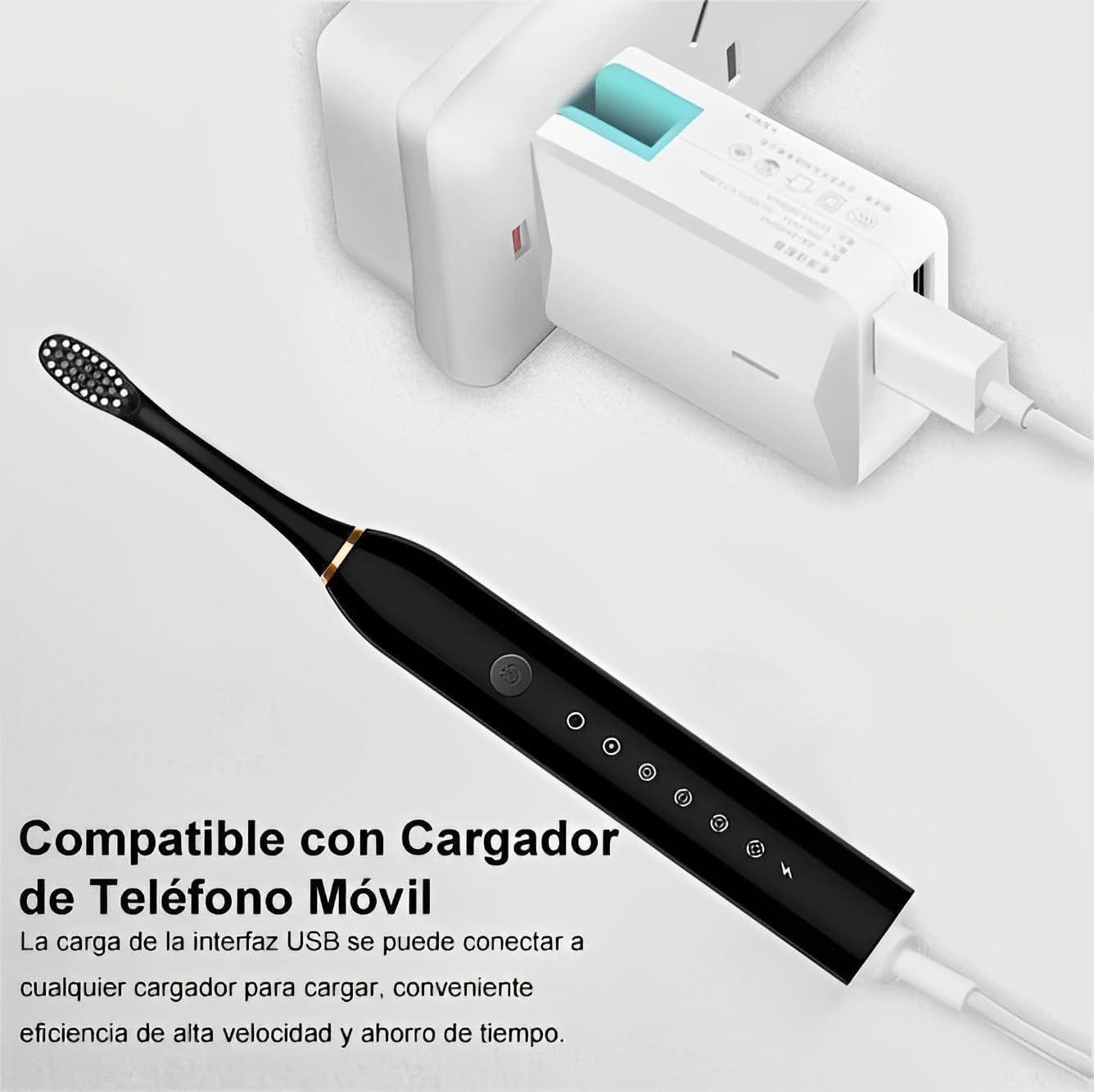 Cepillo dental eléctrico recargable USB con 4 cabezales y 6 modos-2