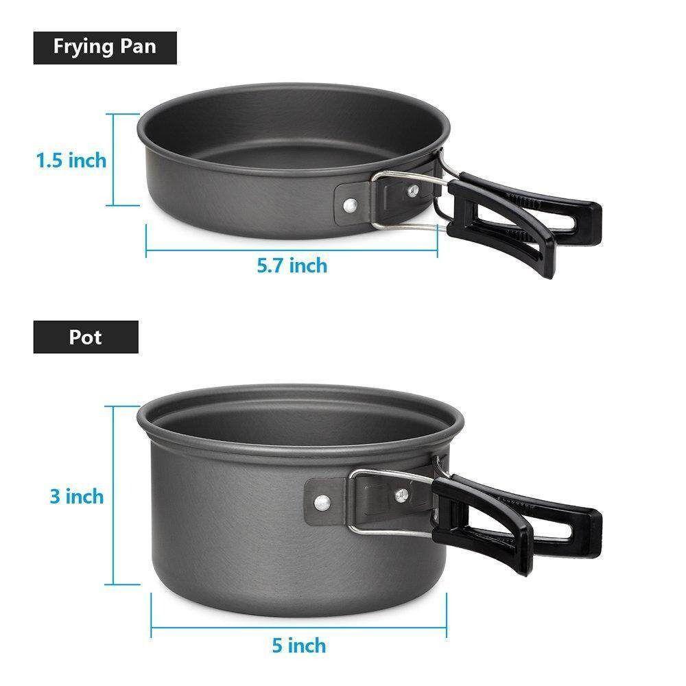 Set de cocina para camping con olla, sartén y accesorios-2