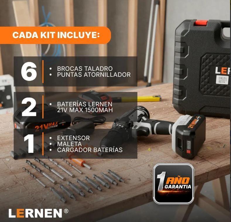 Kit Taladro Destornillador Inal mbrico Lernen 21v 2 Bater as Color Gris-2