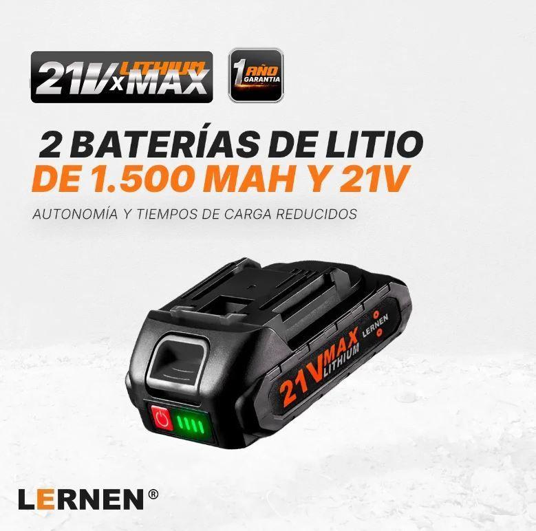 Kit Taladro Destornillador Inal mbrico Lernen 21v 2 Bater as Color Gris-5