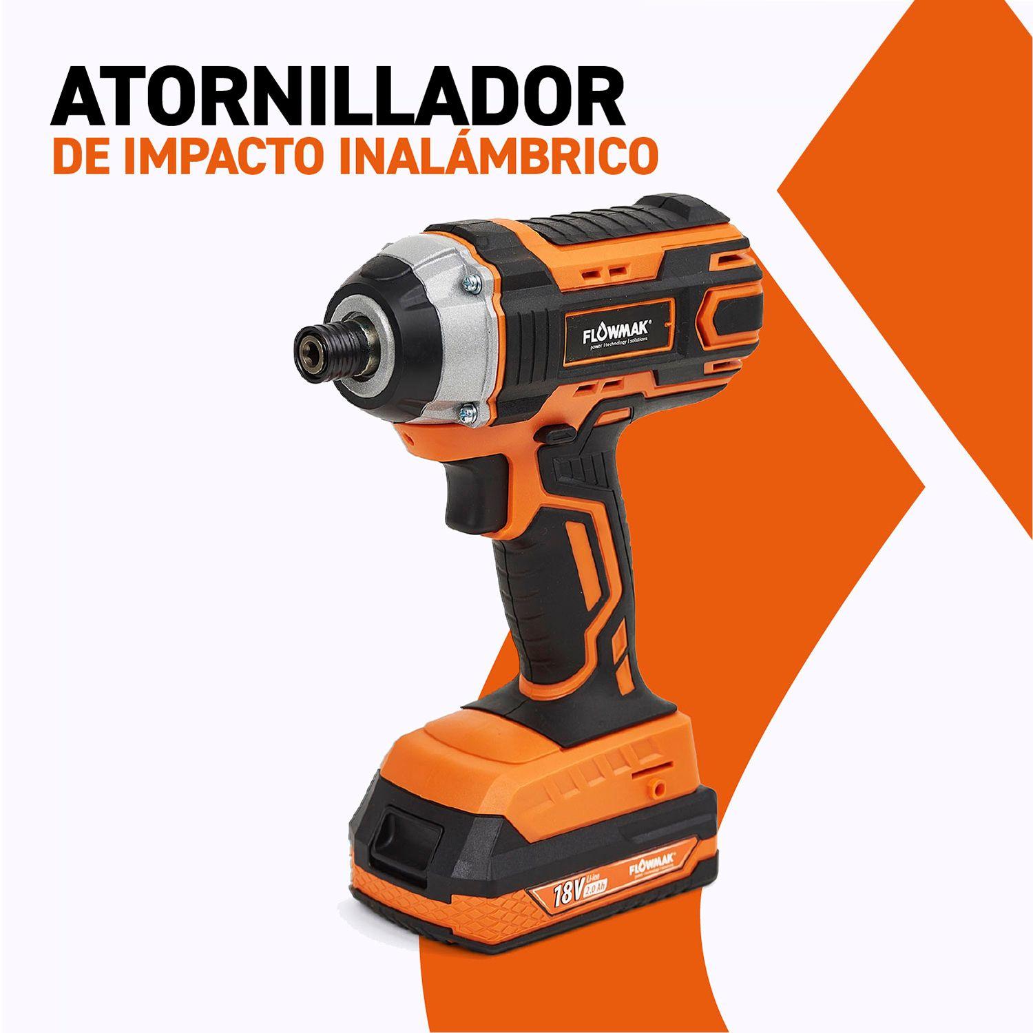 Atornillador Impacto 1/4 con Bat. 18v 2Ah y Carg. Flowmak-3