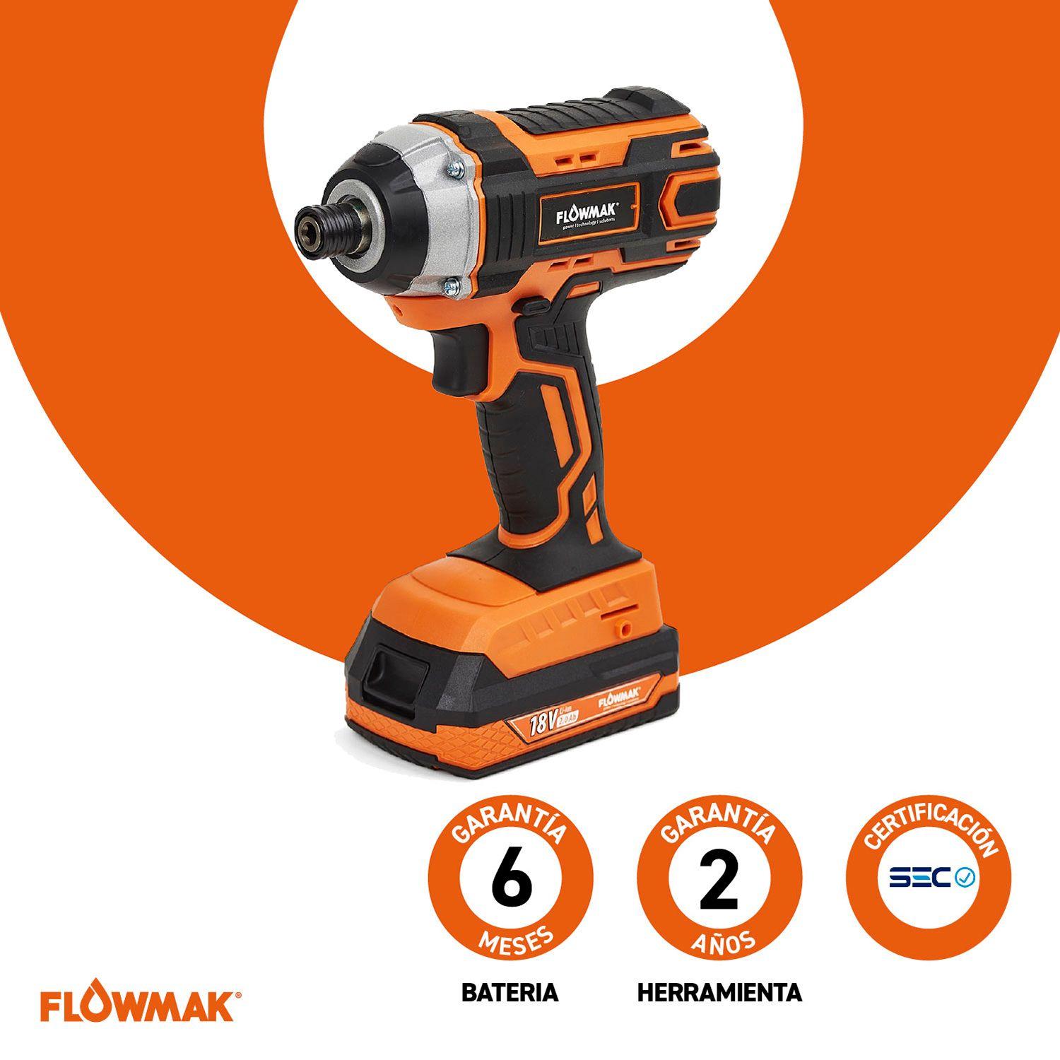 Atornillador Impacto 1/4 con Bat. 18v 2Ah y Carg. Flowmak-6