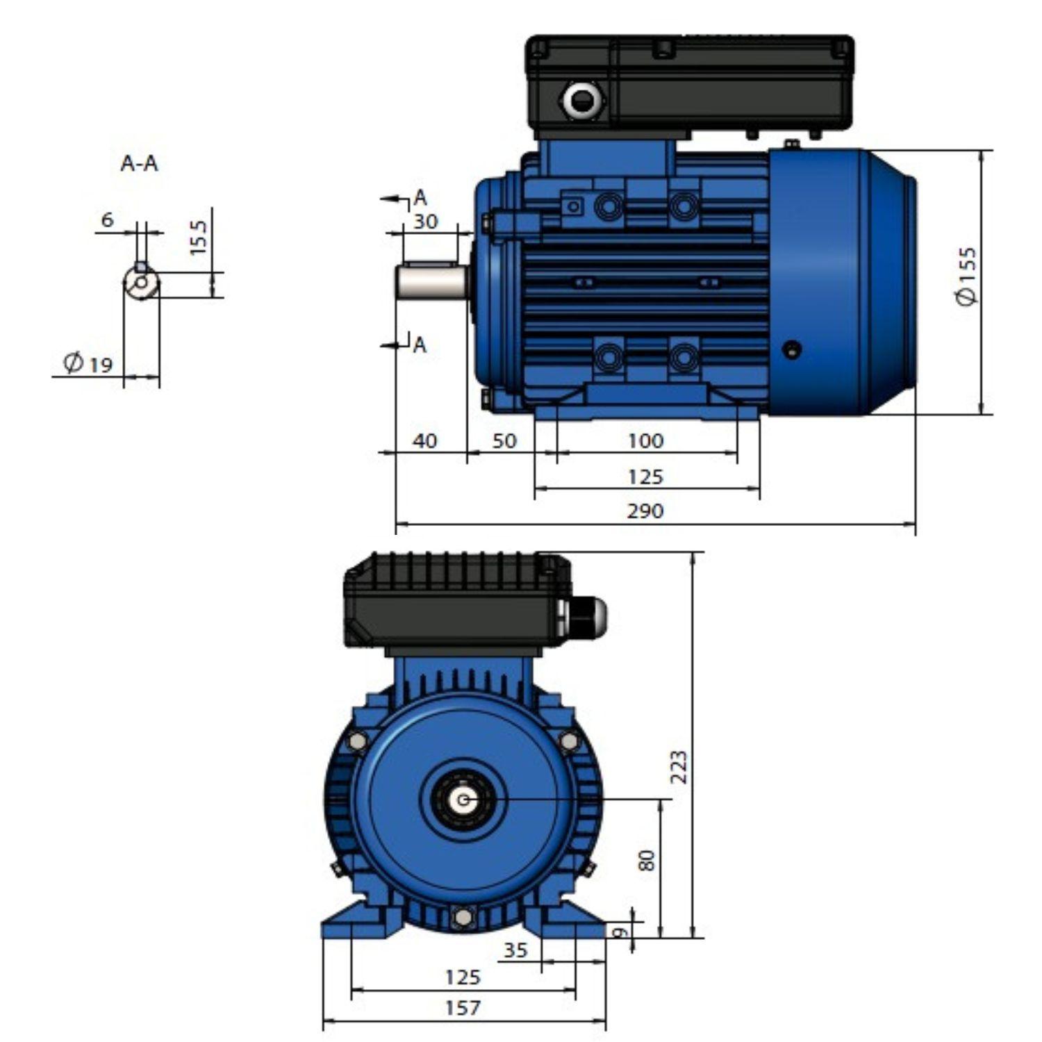 Motor Eléctrico 1 Hp 2820 Rpm 2 Polos 220v Flowmak-2