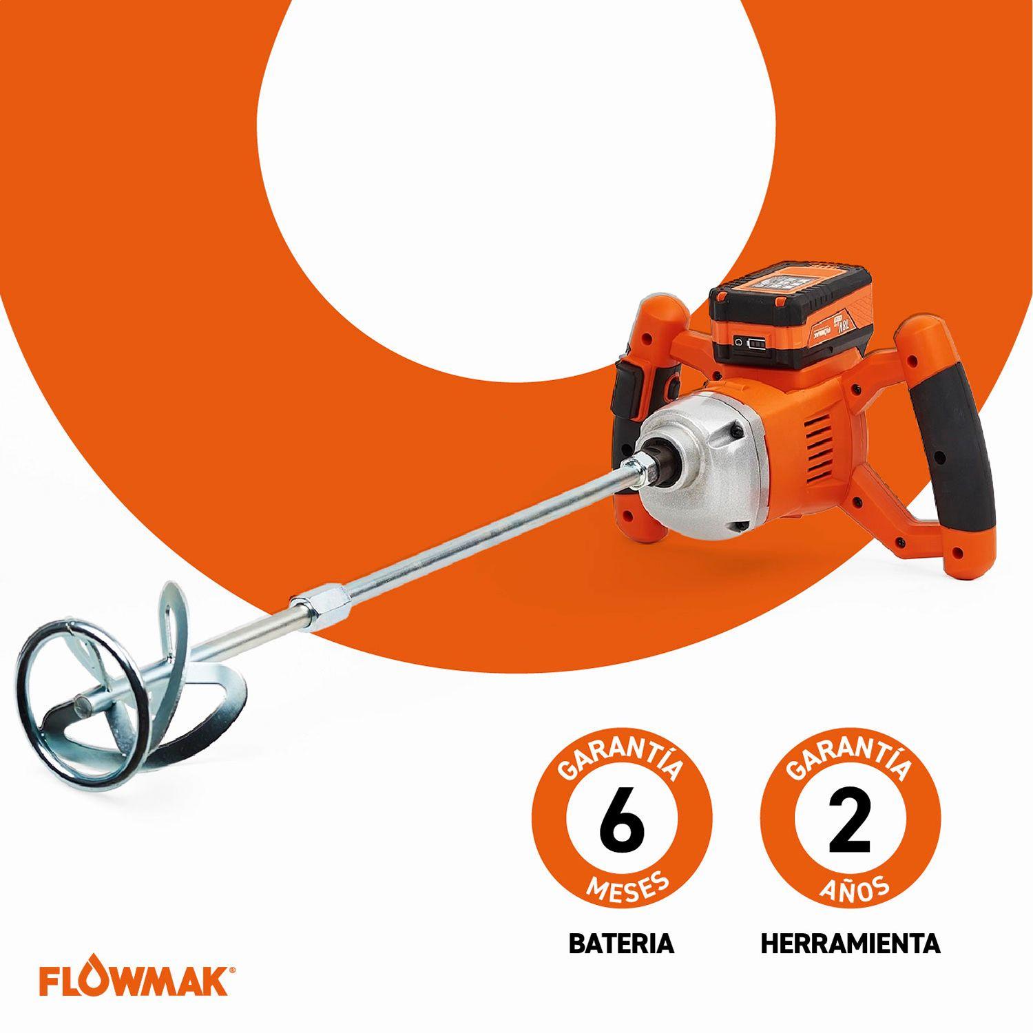 Mezclador pintura y cemento 18V  Batería4Ah y Carg Flowmak-4
