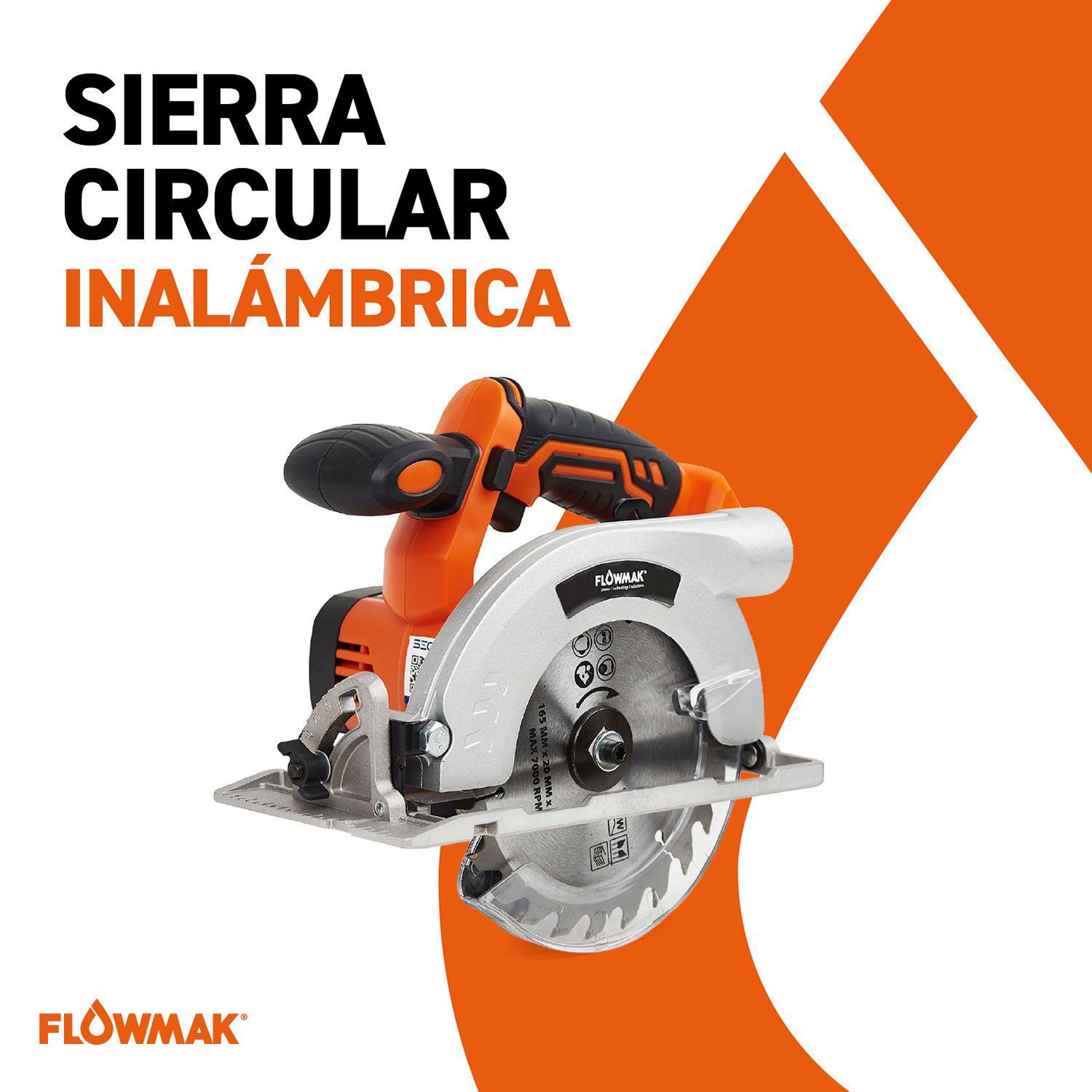 Sierra Circular 6-1/2" 165mm 18V 4Ah Con Bateria y cargador Flowmak-5