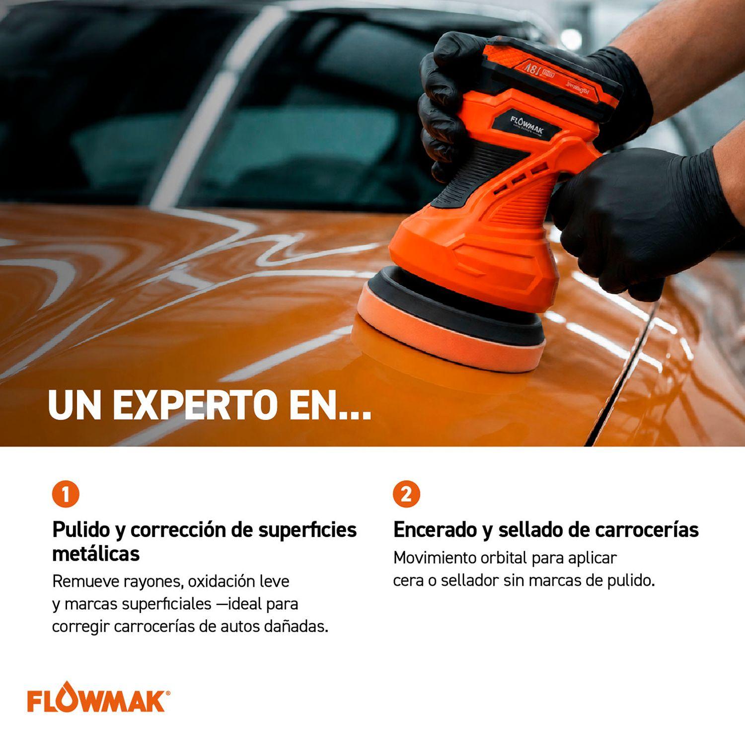 Pulidora Orbital  6"con Batería 18V 2Ah y Cargador Flowmak-3