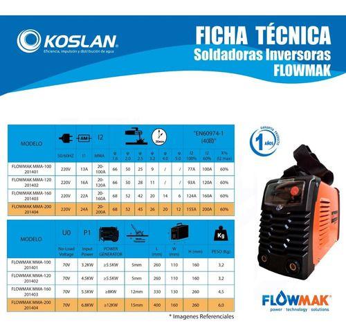 Soldadora inverter 200 Amperes Flowmak-1