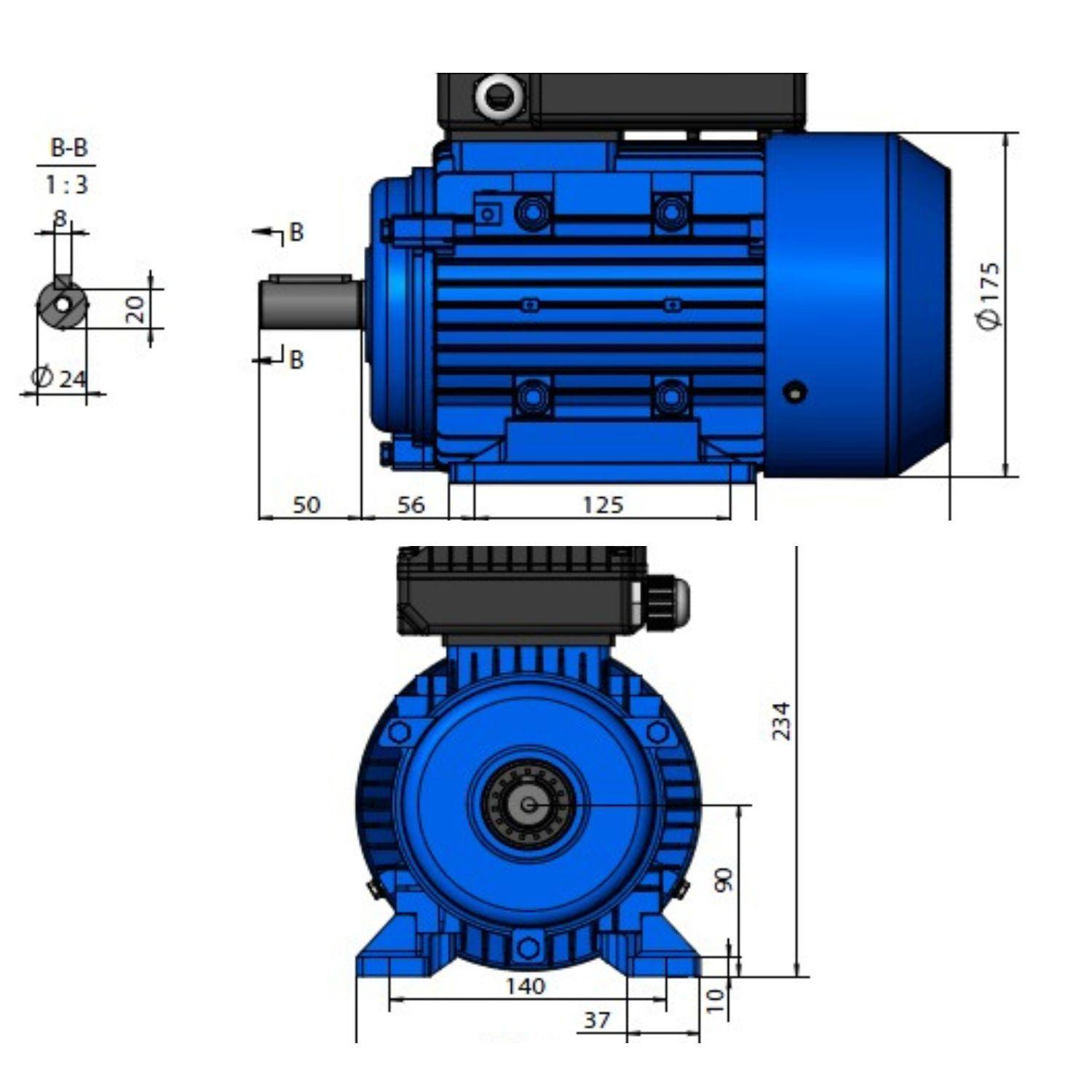 Motor Eléctrico 0,75HP 2800 Rpm 2 Polos 220v Flowmak-2