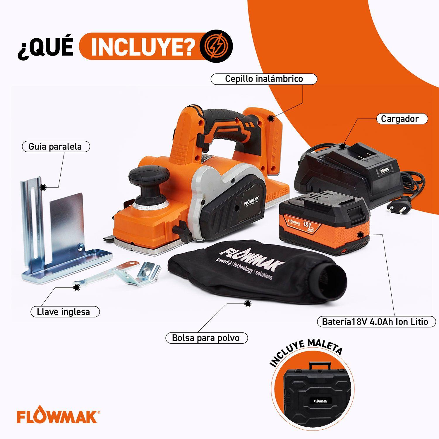 Cepilladora Inalámbrica Con Bateria Flowmak-4