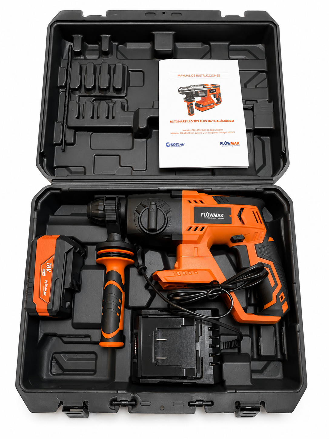 Taladro Rotomartillo Inalámbrico 18V + Bateria y Cargador-8