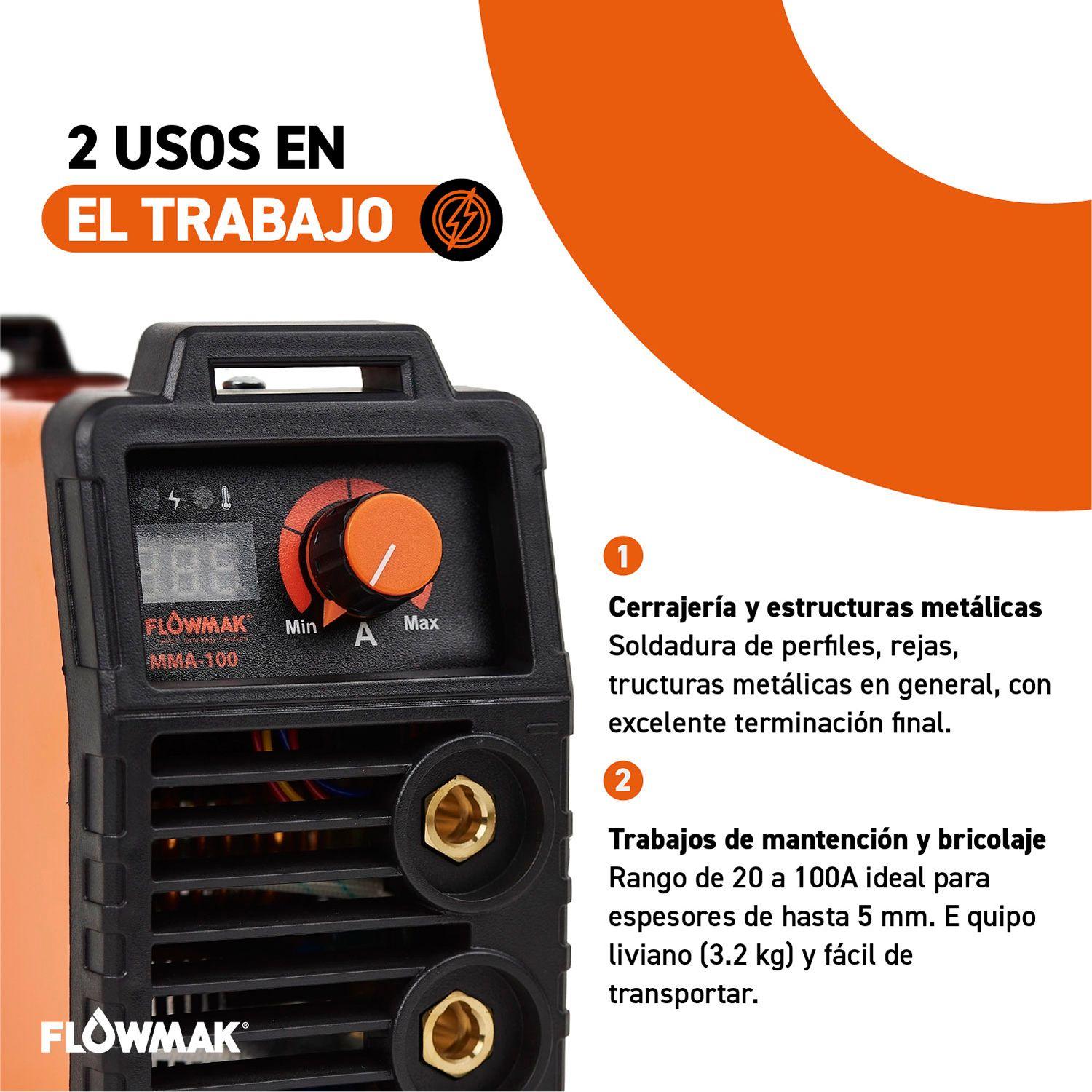 Soldadora Inverter MMA 100 Amperes Flowmak-2