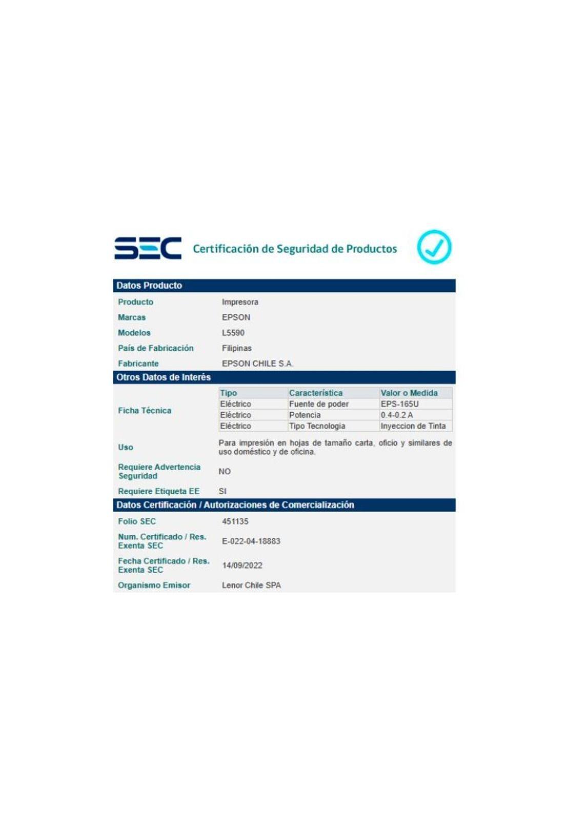 Impresora multifuncional Ecotank l5590-1