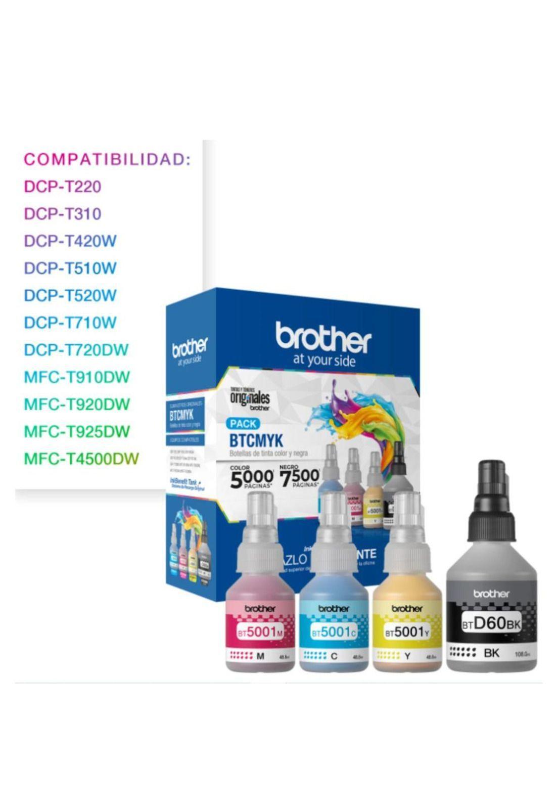 Pack 4 tintas brother btd60bk + bt5001 bk /c/m/y-2