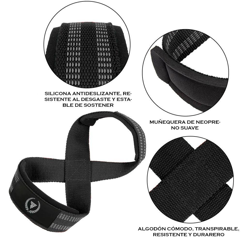 Par Straps deportivo levantamiento pesas en 8 Dory Infinito Negro-3