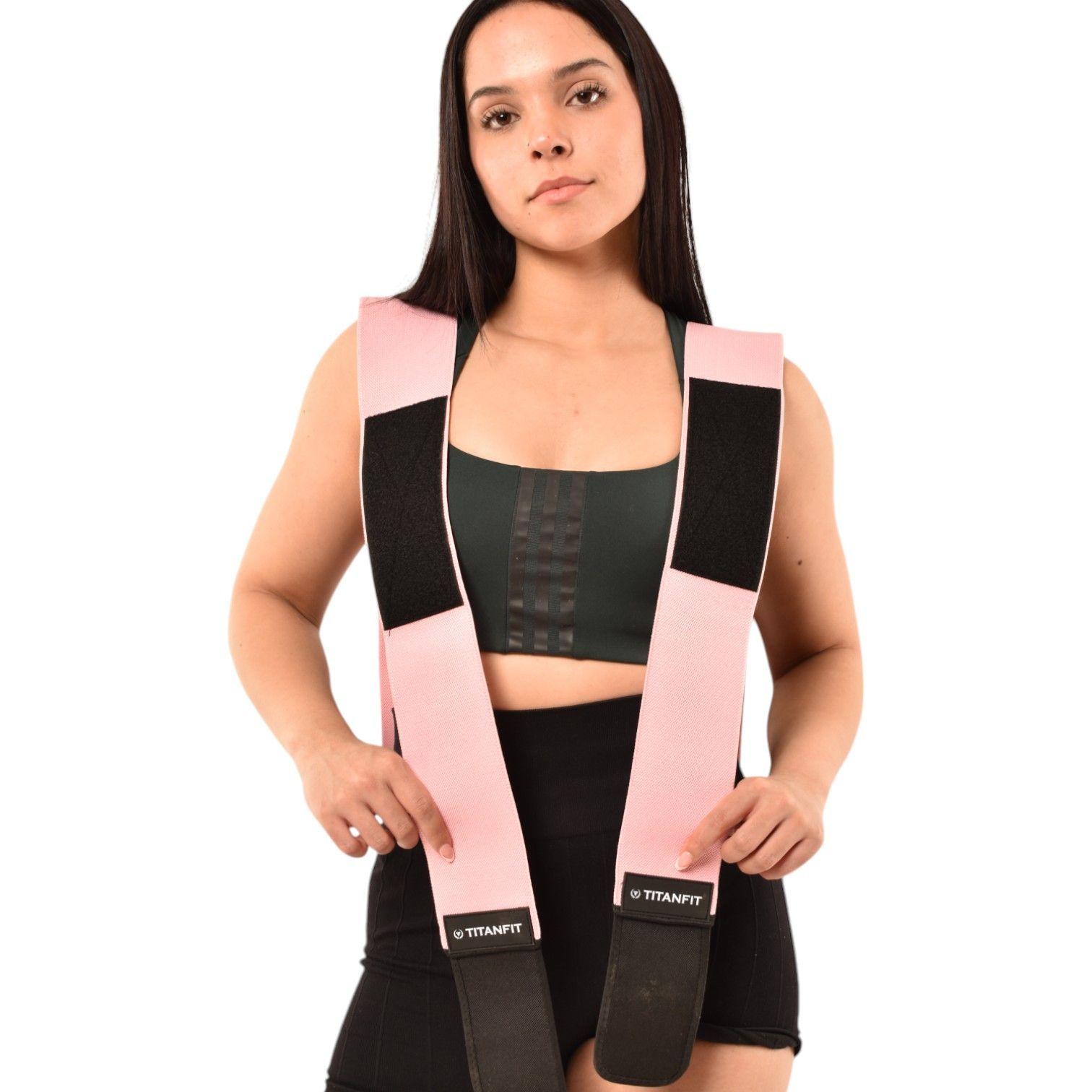 Rodillera elastica compresion pesas Pelta Rosada -2