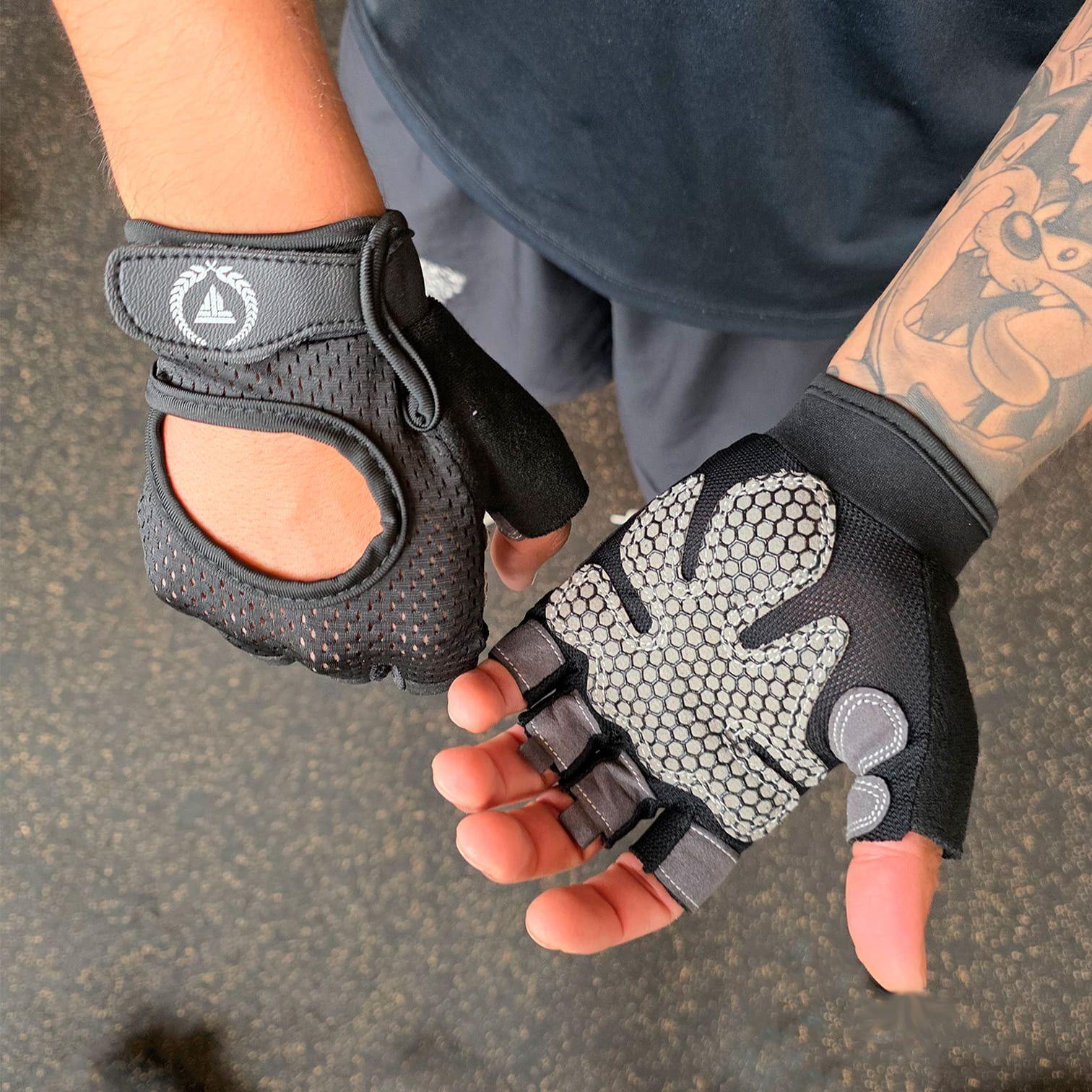 Guantes Gimnasio Entrenamiento Antideslizantes Titanfit Xiphos Negro-6