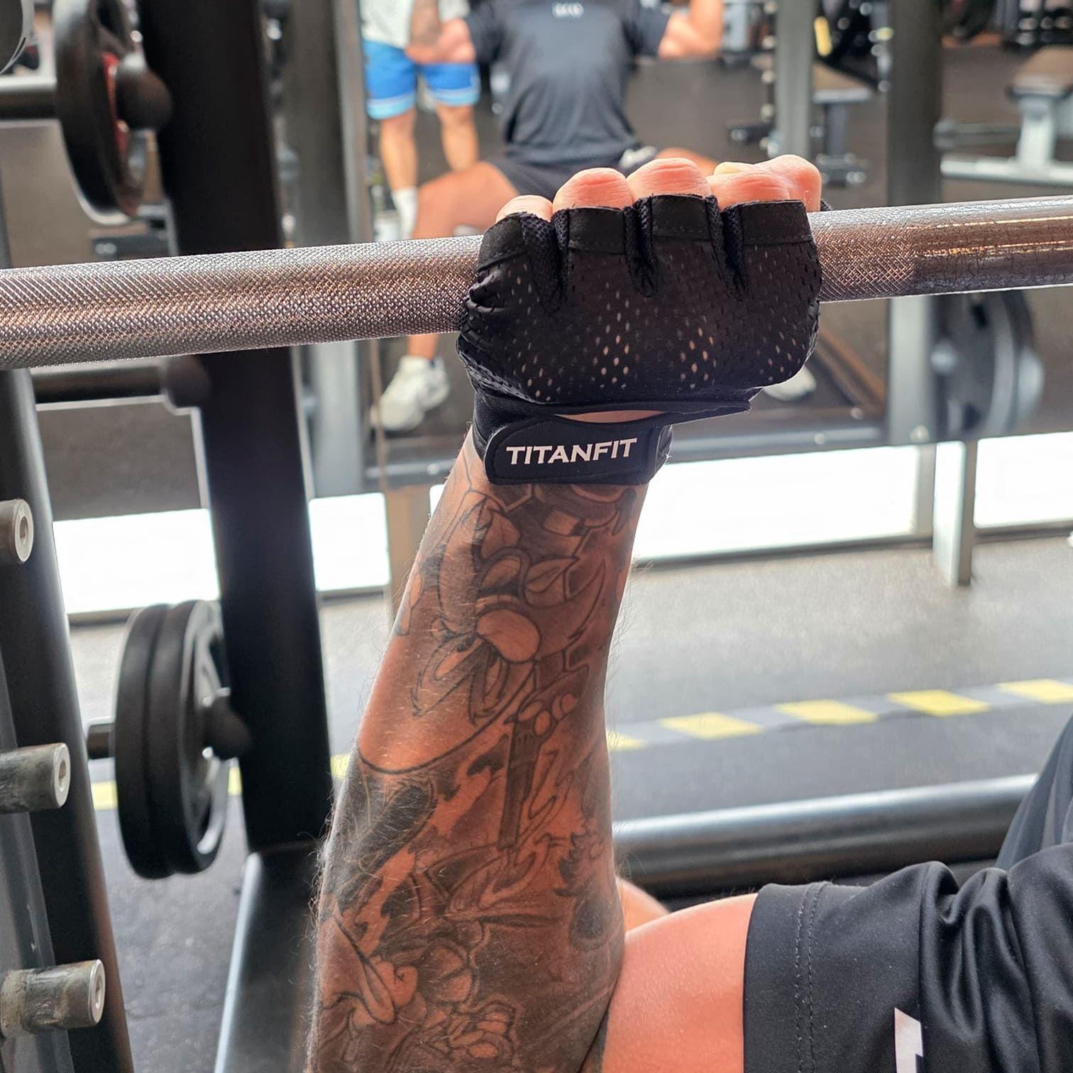 Guantes Gimnasio Entrenamiento Antideslizantes Titanfit Xiphos Negro-7