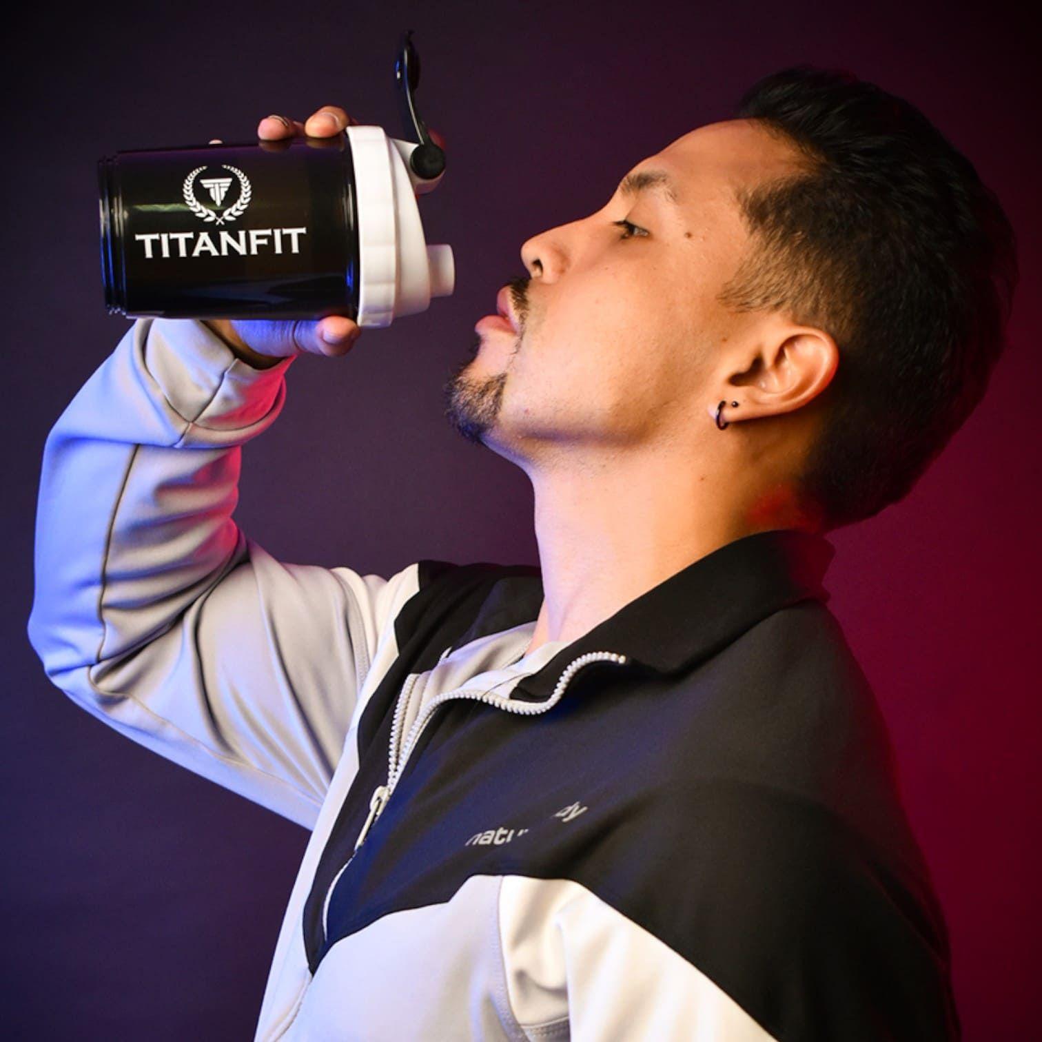 Vaso shaker 3 en 1 Kylix - 500 ml Blanco TITANFIT-3